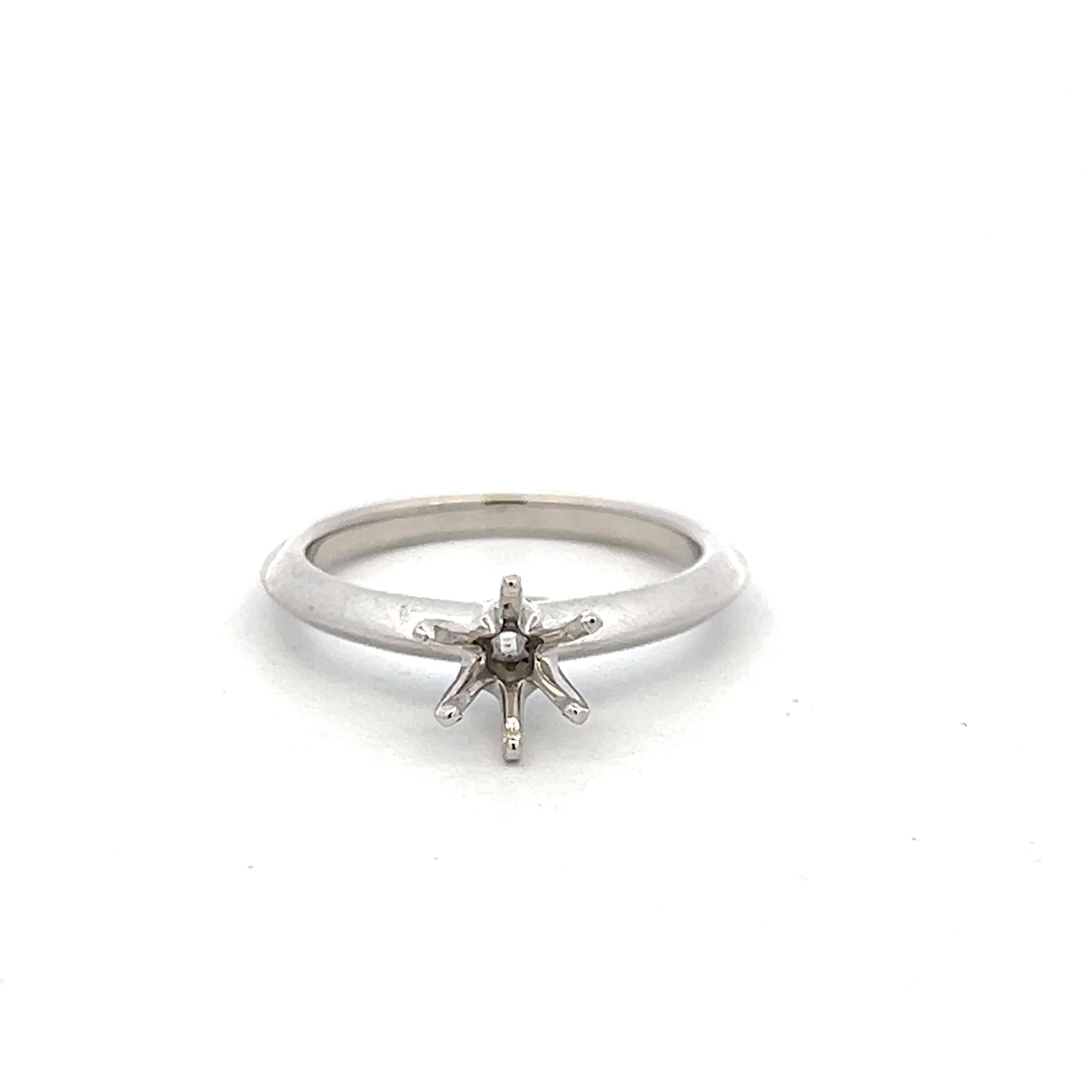Tiffany & Co Vintage Platinum Semi Mount Ring Size 6 fits 0.75 Carat Stone