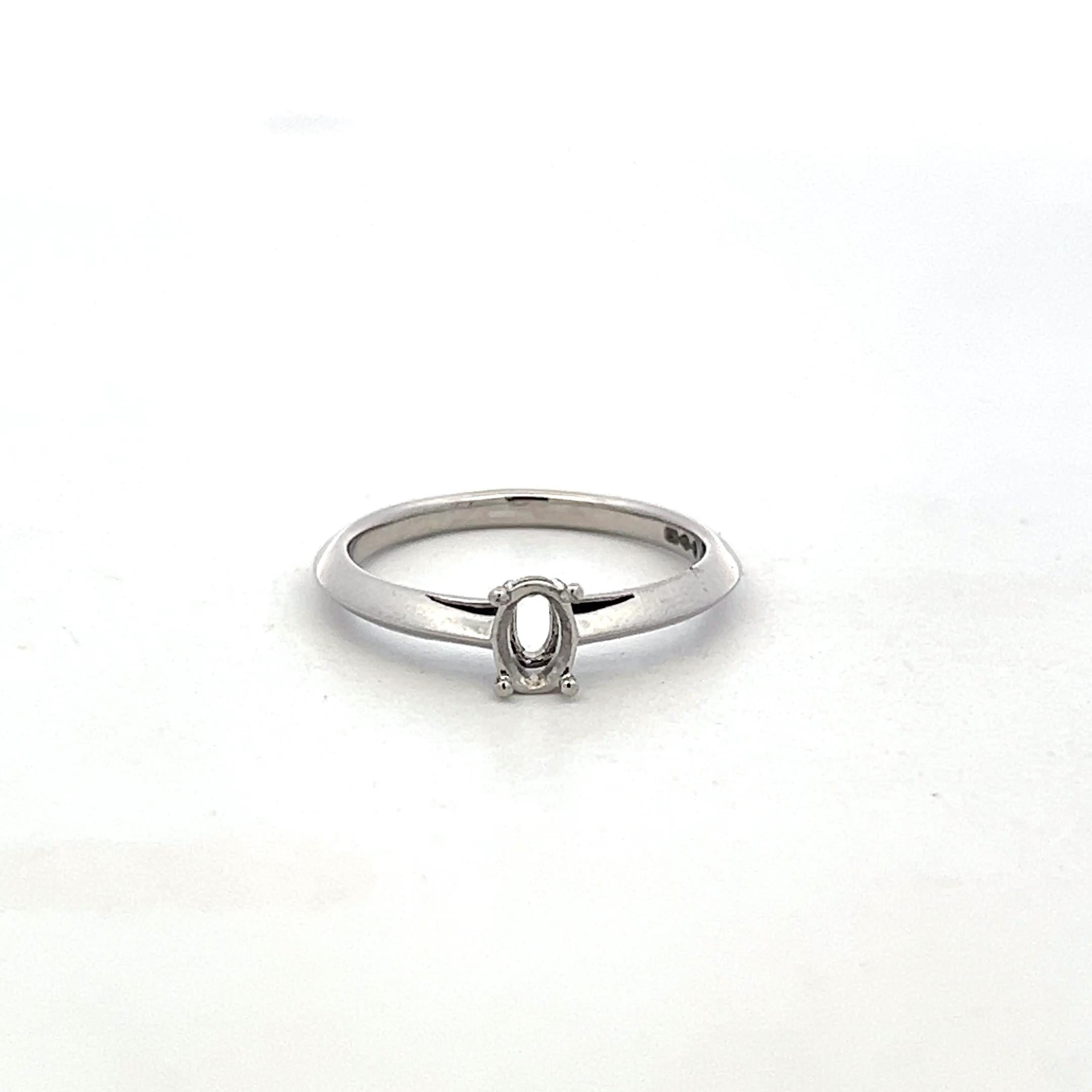 Tiffany & Co Vintage Platinum Semi Mount Ring Fits 6x4mm Size 6