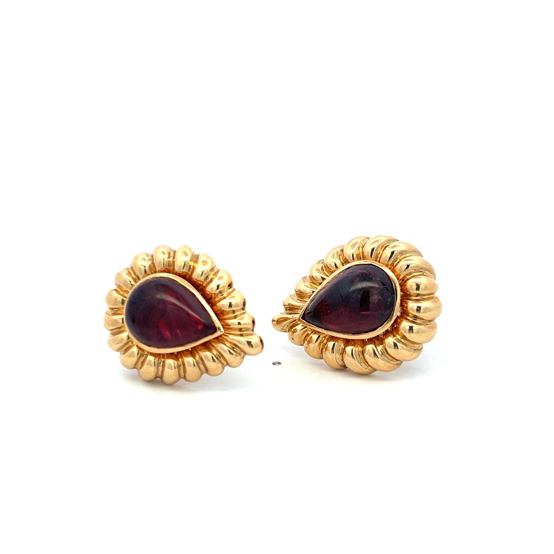 David Webb 18K YG Clip On Earrings with Pear Shaped 16.00x11.00 MM Tourmaline