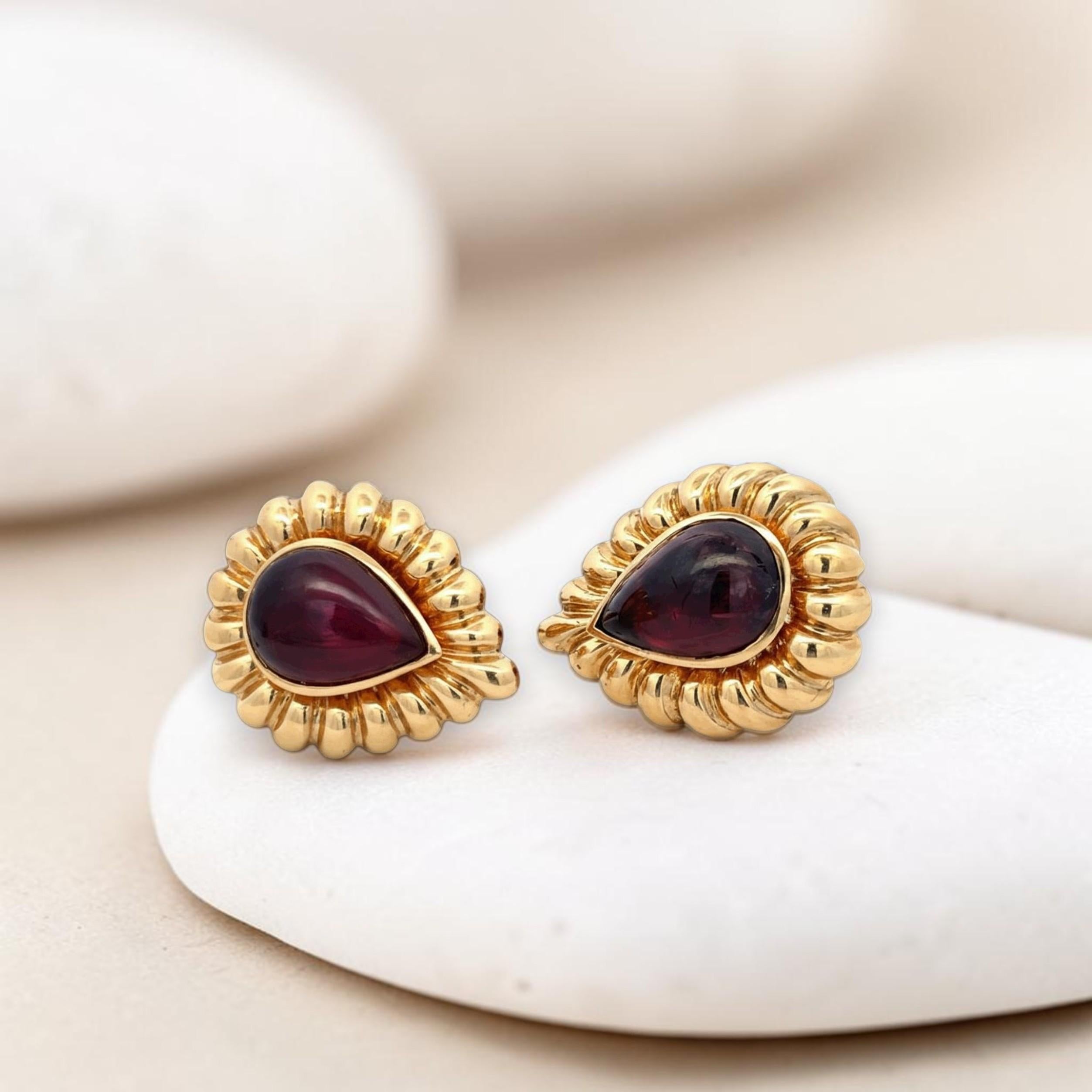 David Webb 18K YG Clip On Earrings with Pear Shaped 16.00x11.00 MM Tourmaline