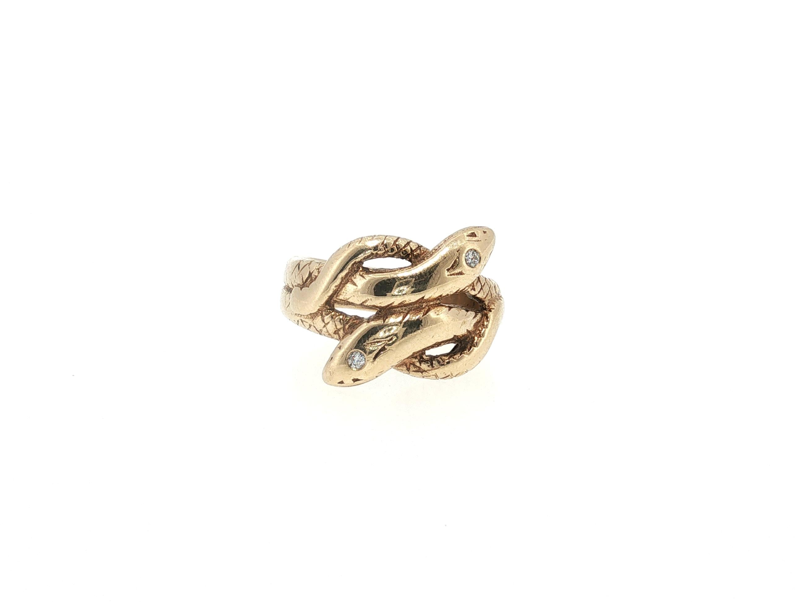 Vintage 14K Yellow Gold Cocktail Ring with 0.04 Carat Round H SI Diamonds Size 9