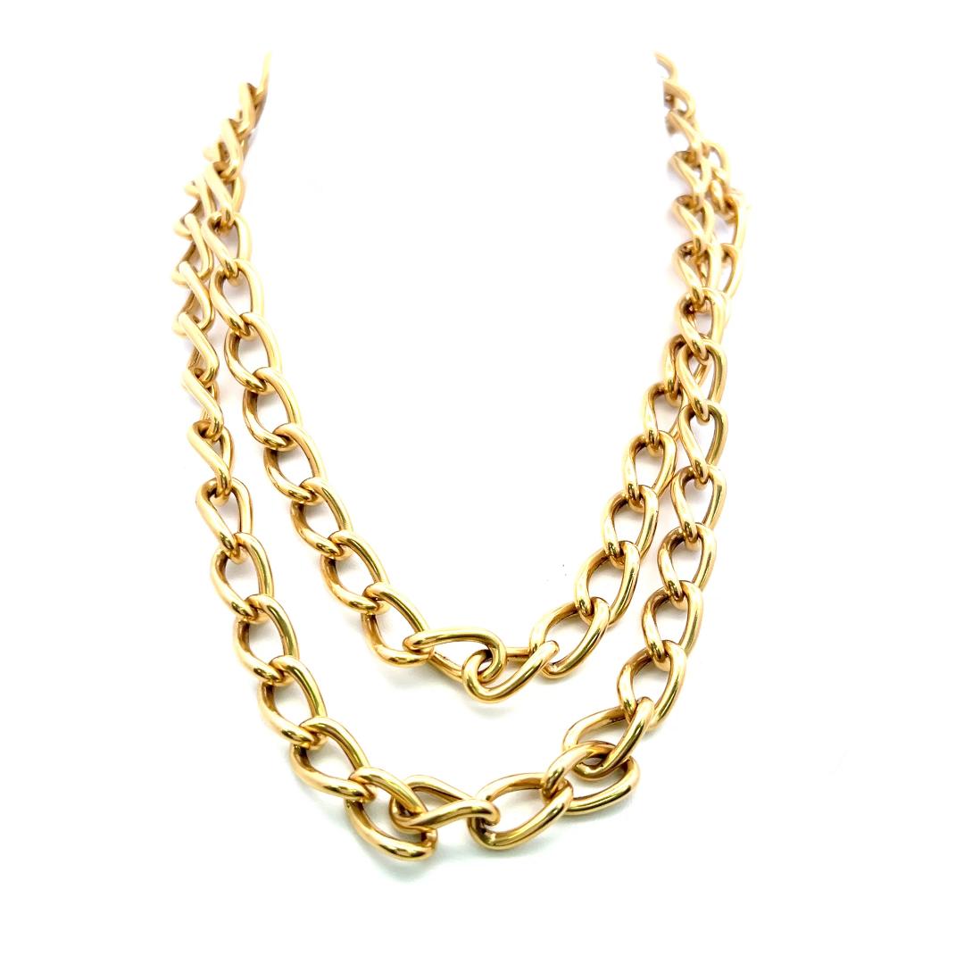 Tiffany & Co Vintage 18K Yellow Gold Link Necklace 35x0.39x0.17 Inch 96.8 Grams