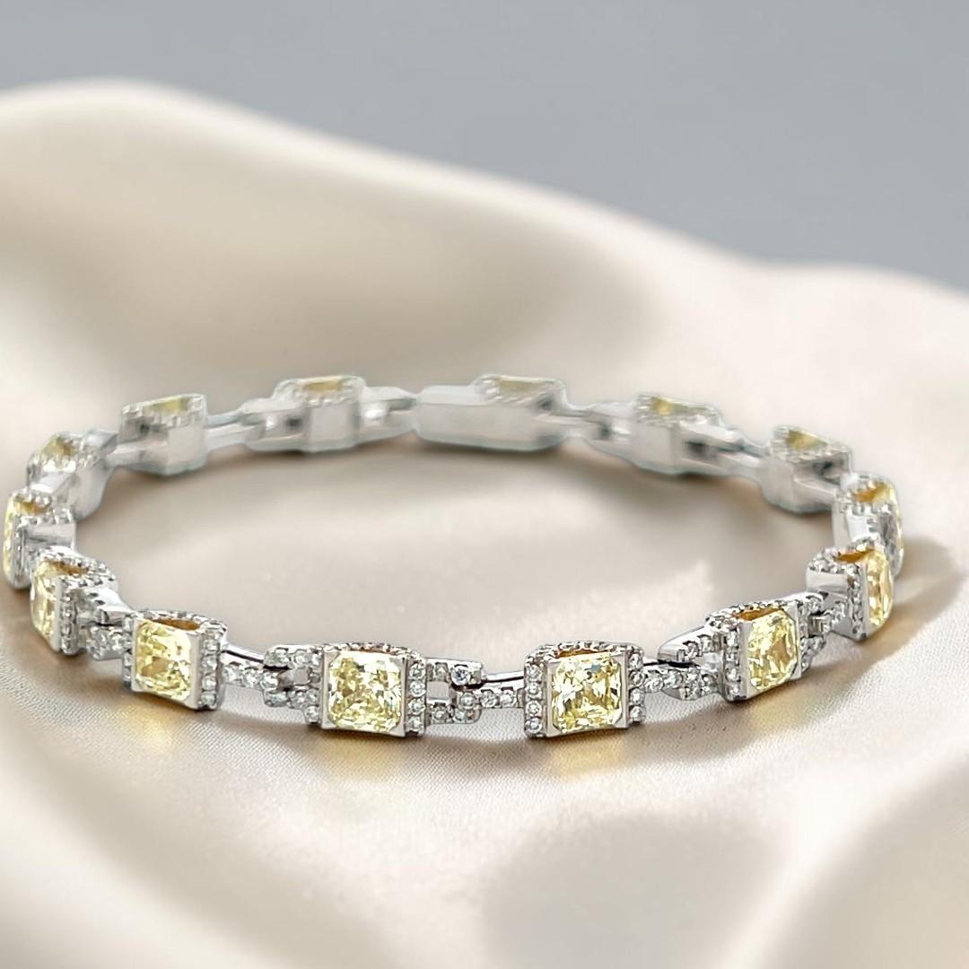 Vintage Platinum Link Bracelet with 4.95 Carat Radiant Cut & Round Diamonds