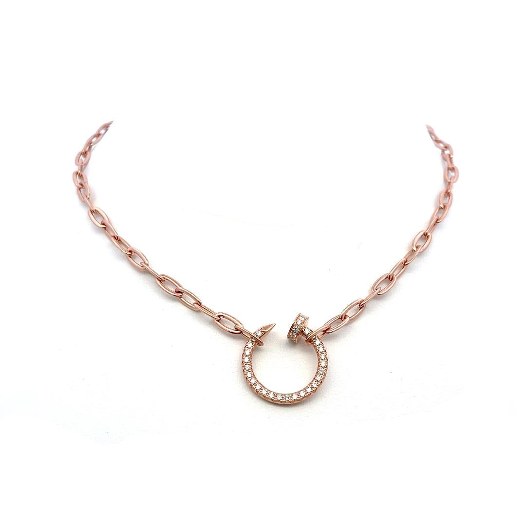 Cartier 18K Rose Gold Pendant Necklace with 0.4 Carat Round G-VS Diamond