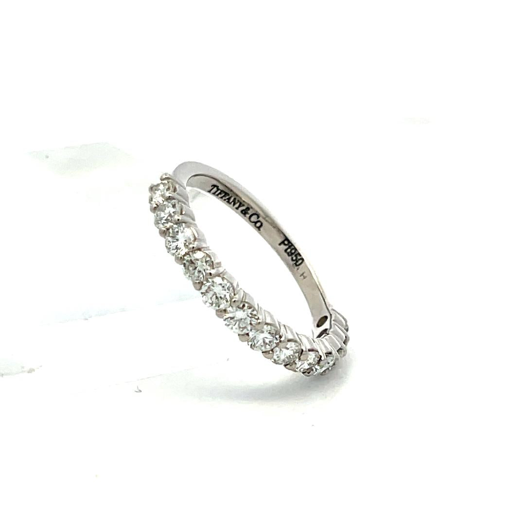 Tiffany & Co Platinum Half-Eternity Band Ring 1.1ct Round F VS Diamond Size 7.75