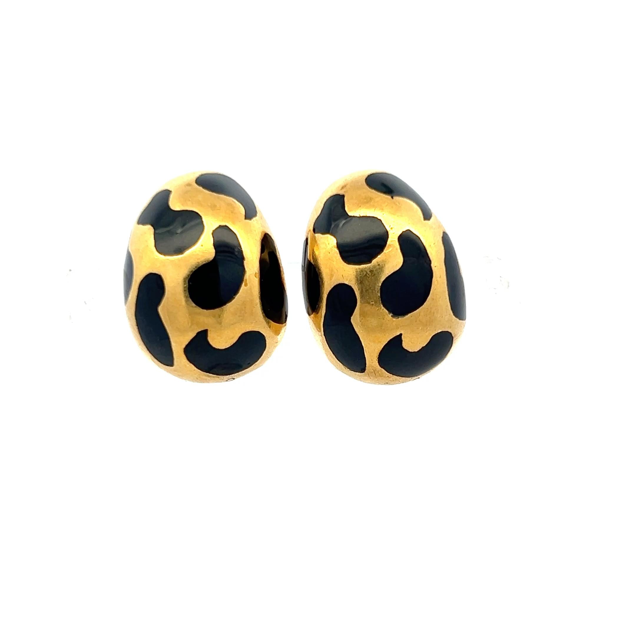 Palomino Vintage 18 Karat Yellow Gold and Enamel Clip On Earrings 17.9 Grams