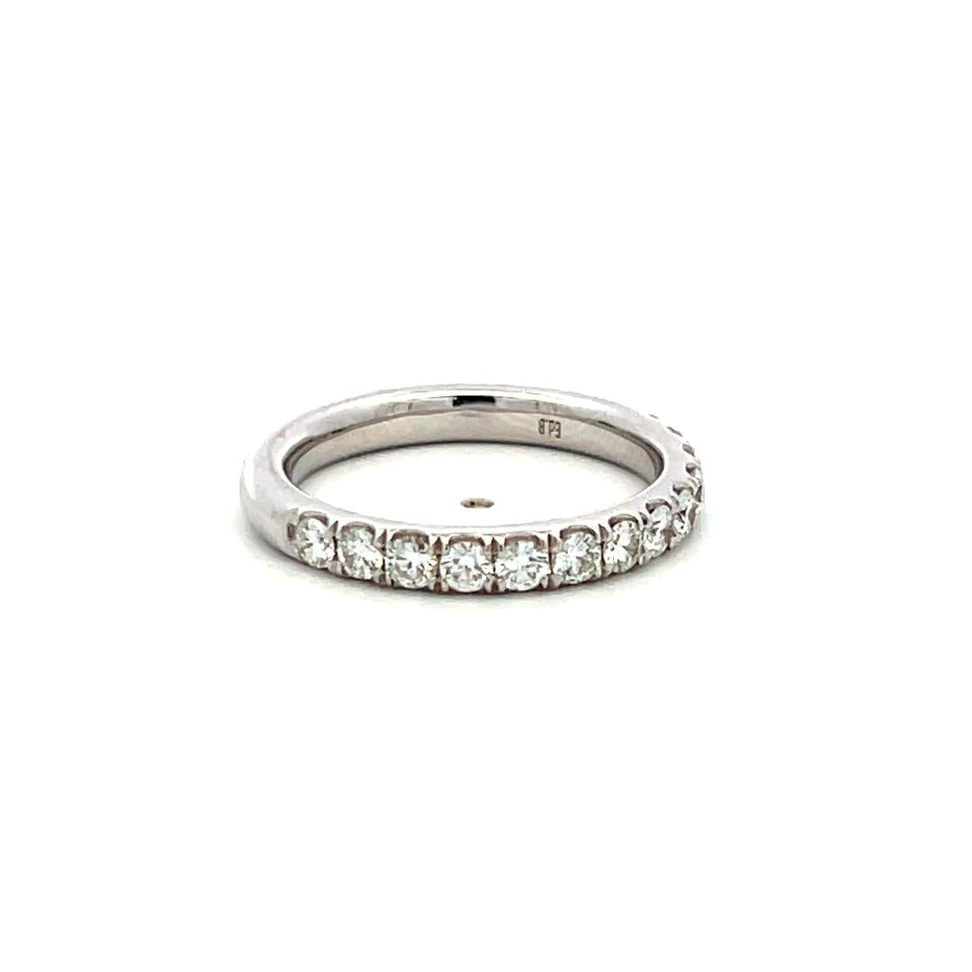 18K White Gold Half-Eternity Band Ring 0.78 Carat Round G VS Diamonds Size 6
