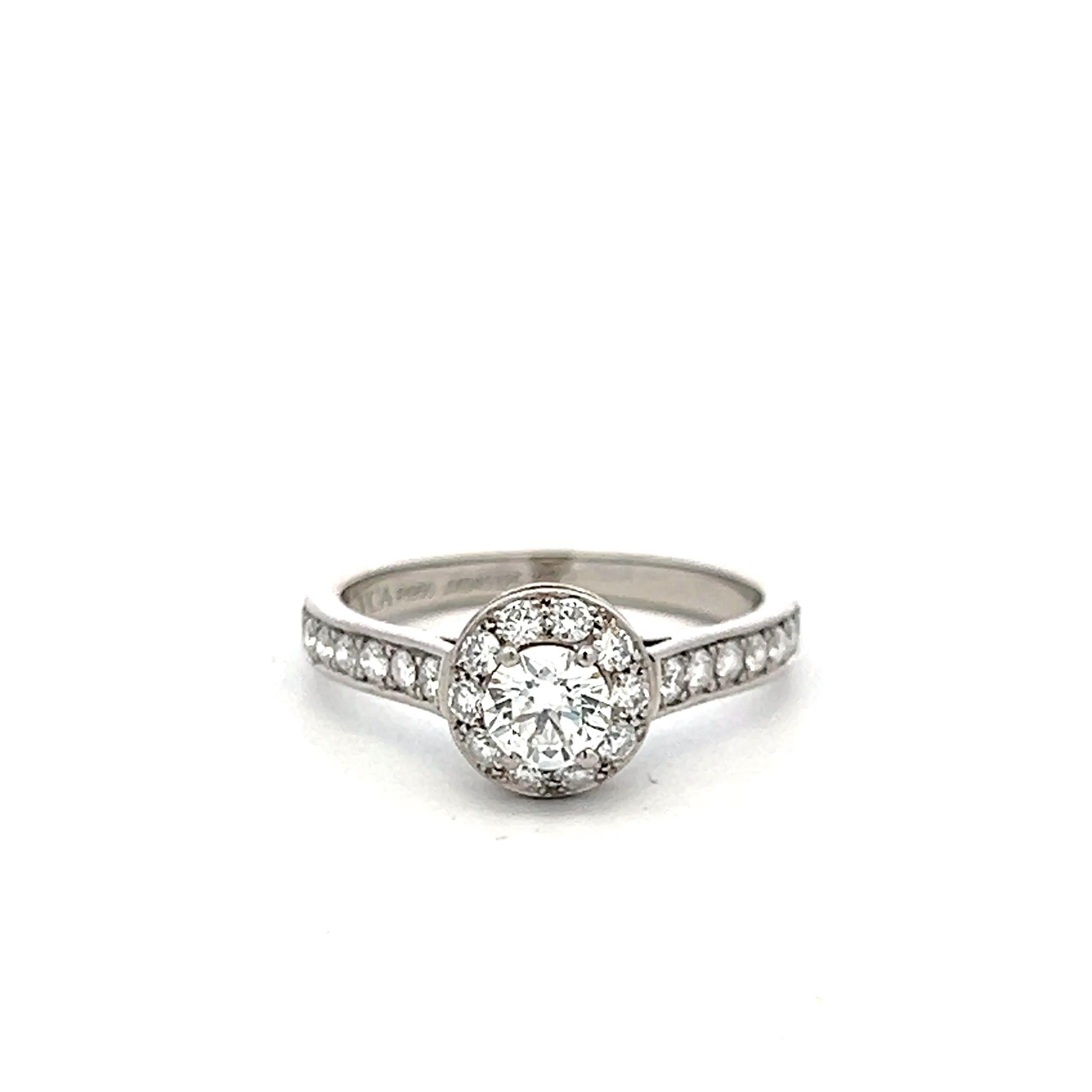 Van Cleef & Arpels Platinum Engagement Ring 0.77 Carat Round Diamonds E VVS2 GIA