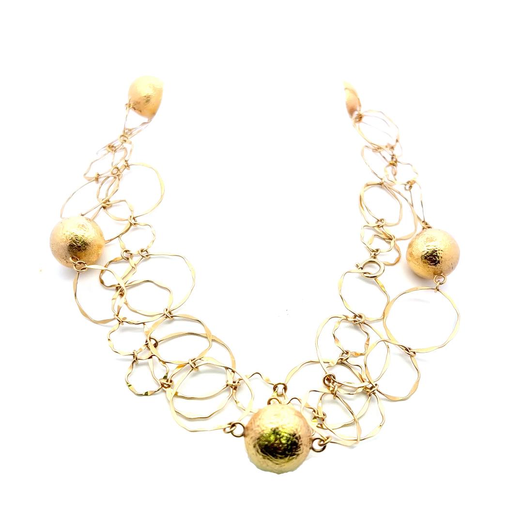 Vintage 18 Karat Yellow Gold Italian artisan statement Necklace 69.67 Grams