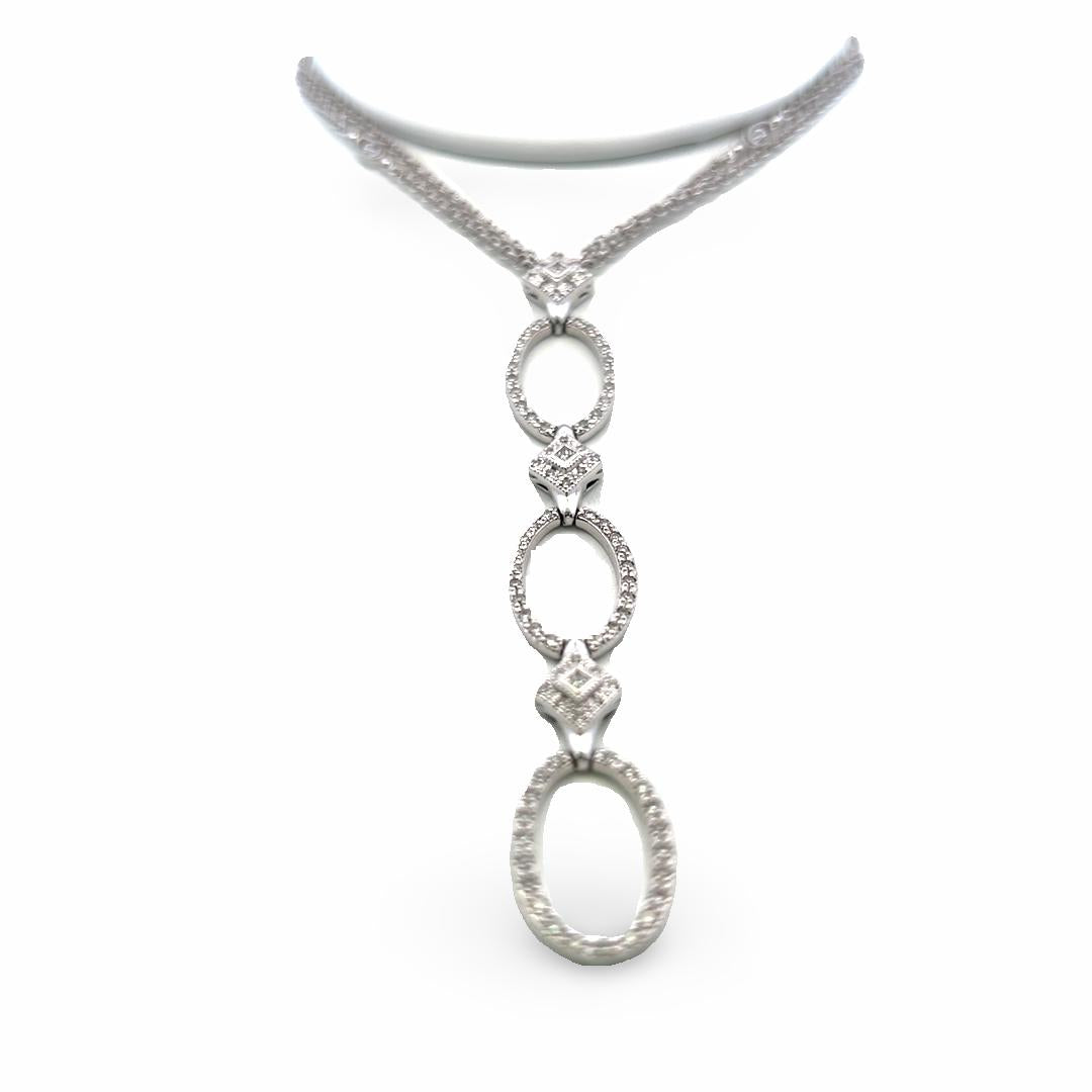 Vintage 18K White Gold Diamond Drop Necklace with 0.5ct Round H SI Diamonds