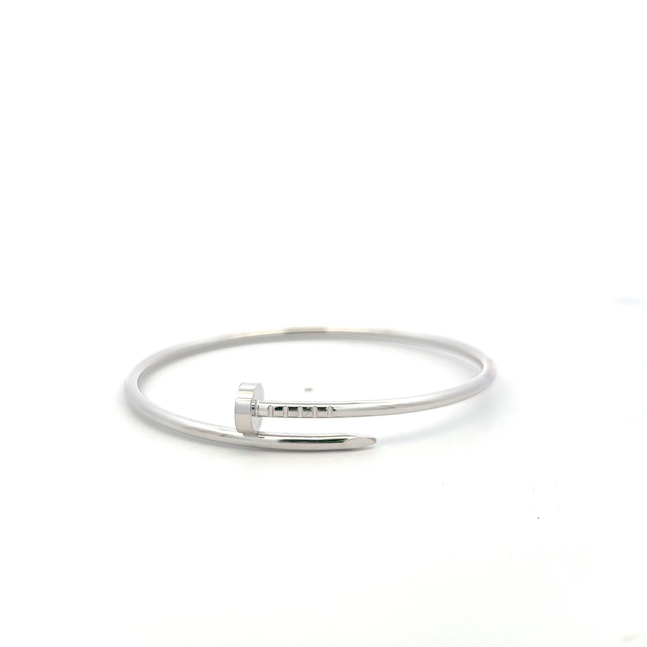 Cartier Vintage 18K White Gold Juste Un Clou Bracelet with Certificate Size 17