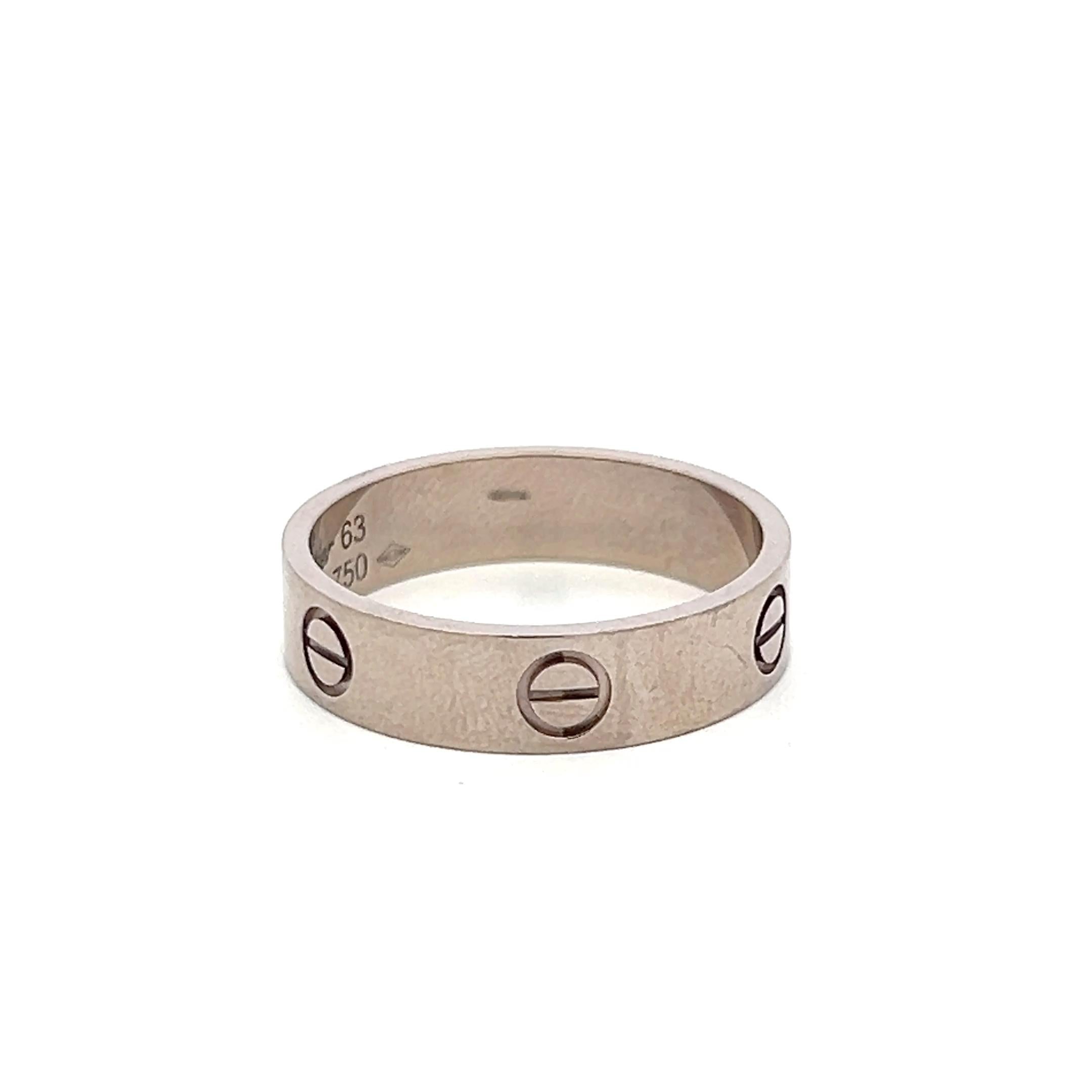 Cartier Vintage 18K White Gold Love Ring 7.2 Grams Size 10.25