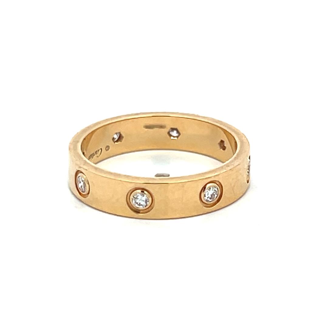 Cartier 18K Yellow Gold Love Ring with 0.19 Carat Round F VVS Diamonds Size 5.25