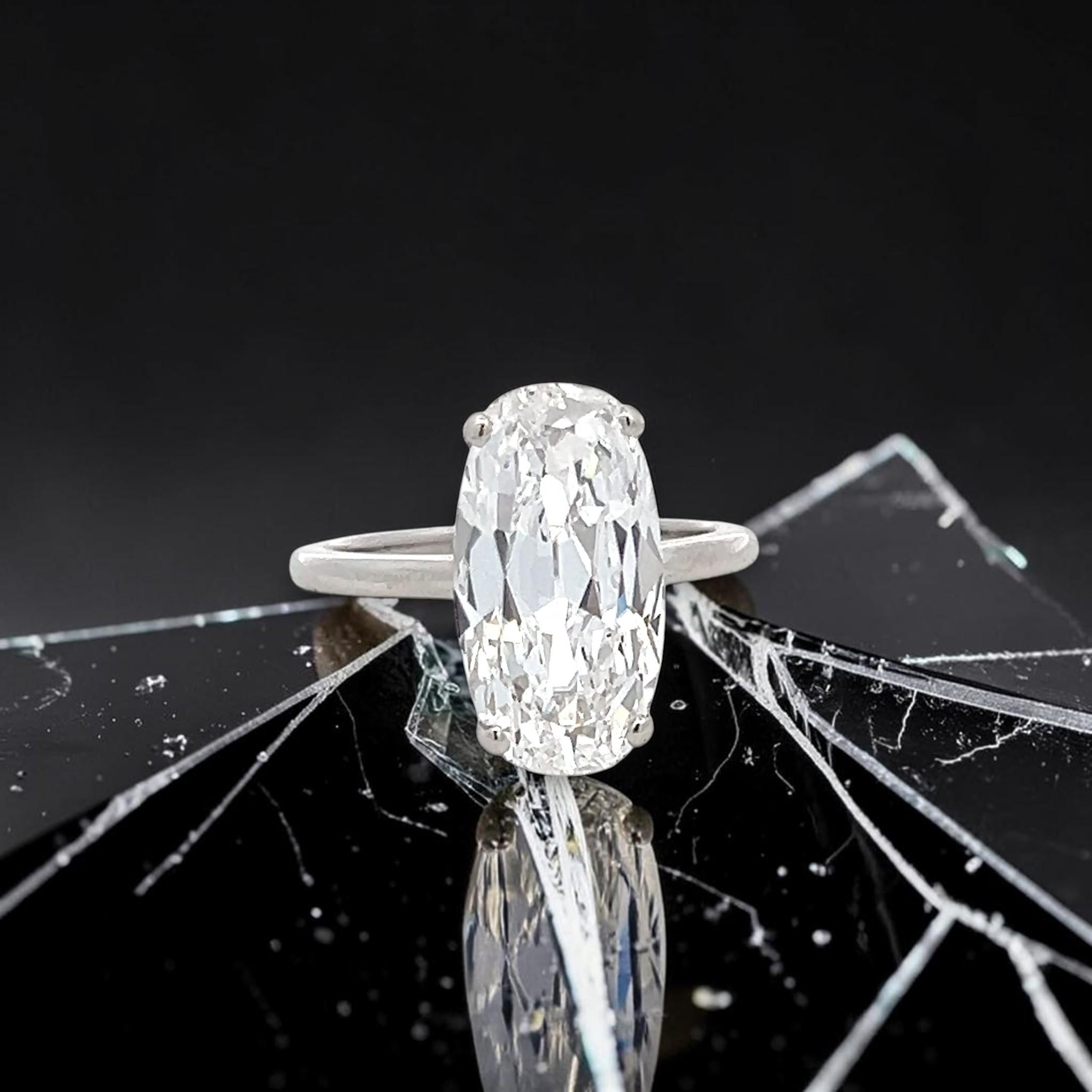Vintage Platinum Engagement Ring with 5.01 Carat Cushion Diamond D-VS2 GIA