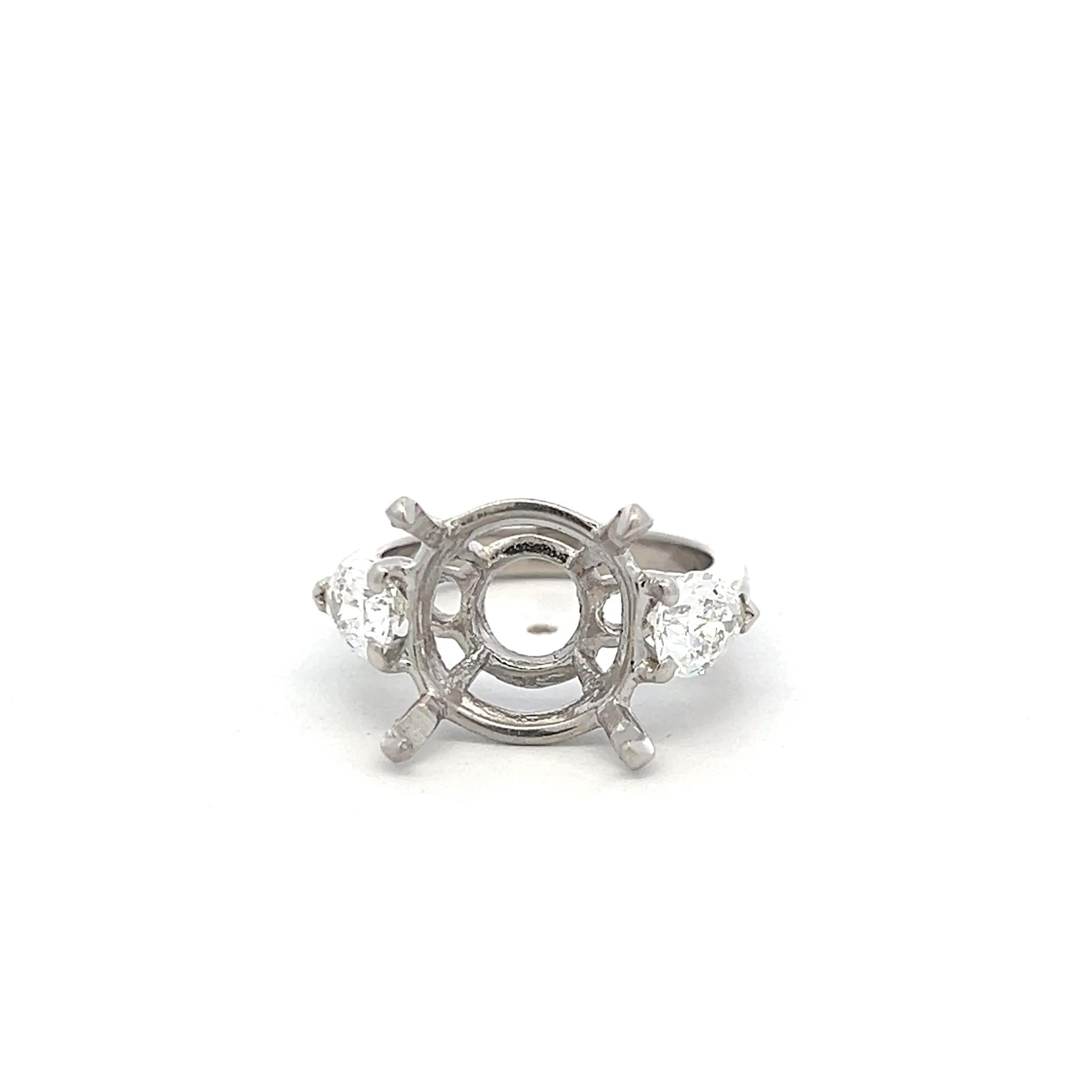 Platinum Semi Mount Ring with 1.41 Carat Pear Diamonds Fits 13.00 MM H-SI1 GIA