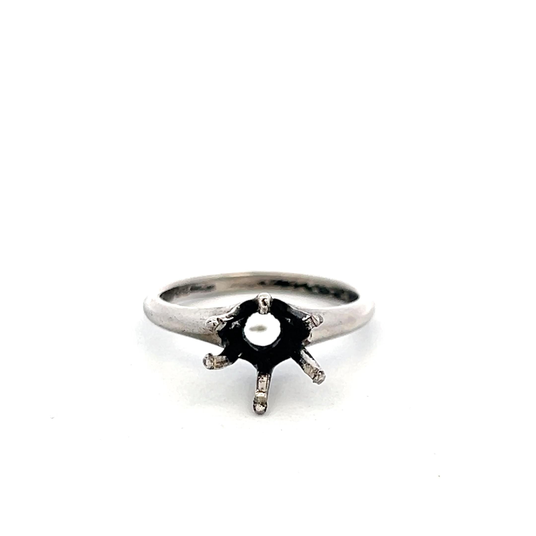 Vintage Platinum Semi Mount Ring Size 5.75 Fits 8.3mm 2.00Ct+