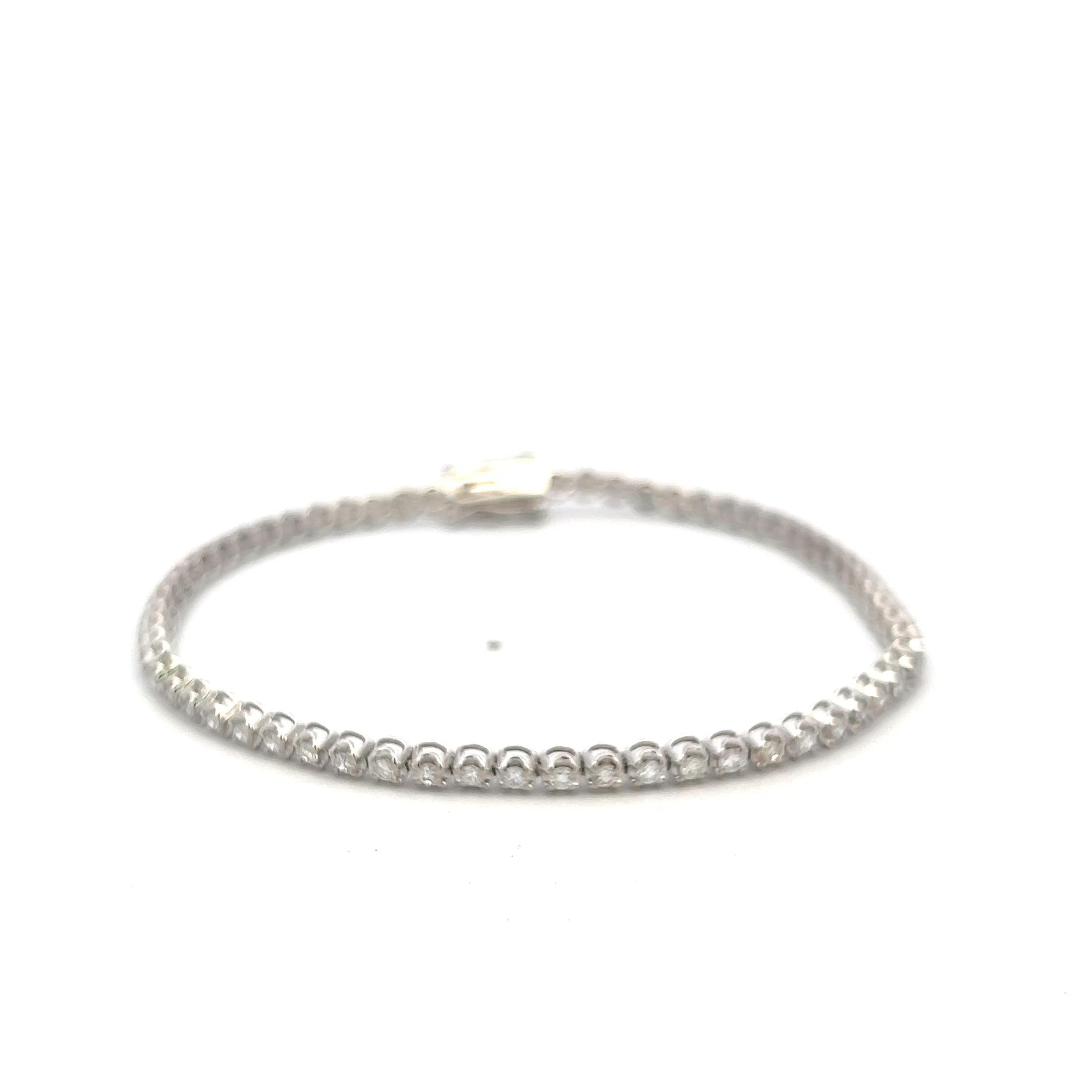 New 14K White Gold Tennis Bracelet with 1.44 Carat Round Diamonds 7 Inch