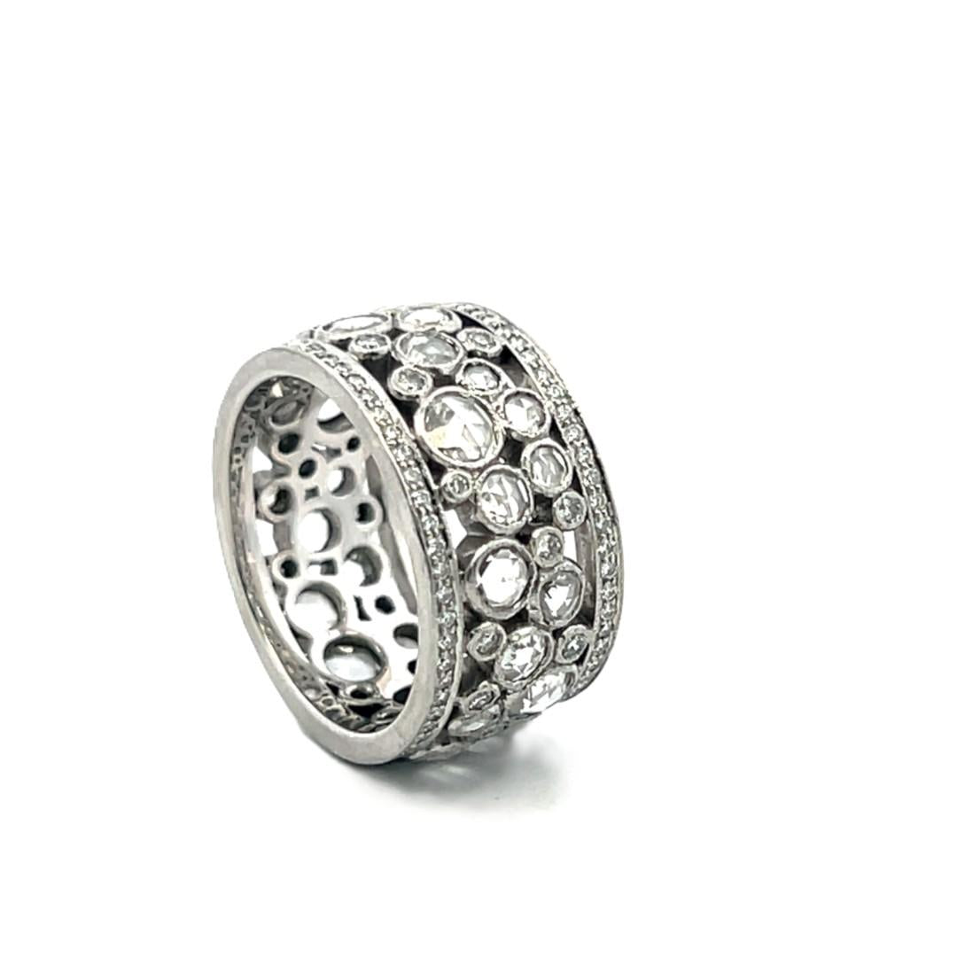 Tiffany & Co Platinum Band Ring with 2.14ct Rose & Round F VS Diamonds Size 5.5