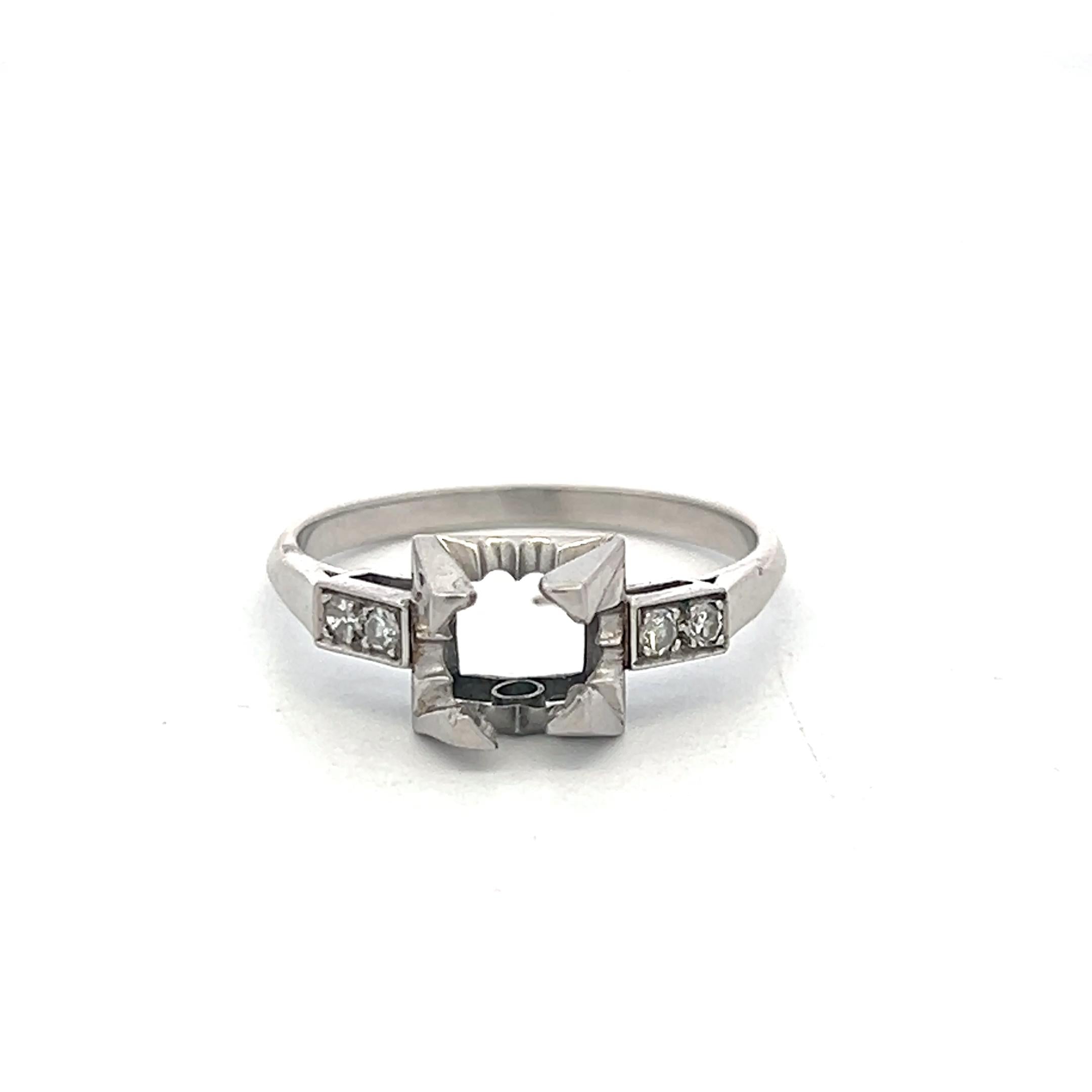 Platinum Semi Mount Ring with 0.05 Carat Circular H SI Diamonds Fits 5.5 MM