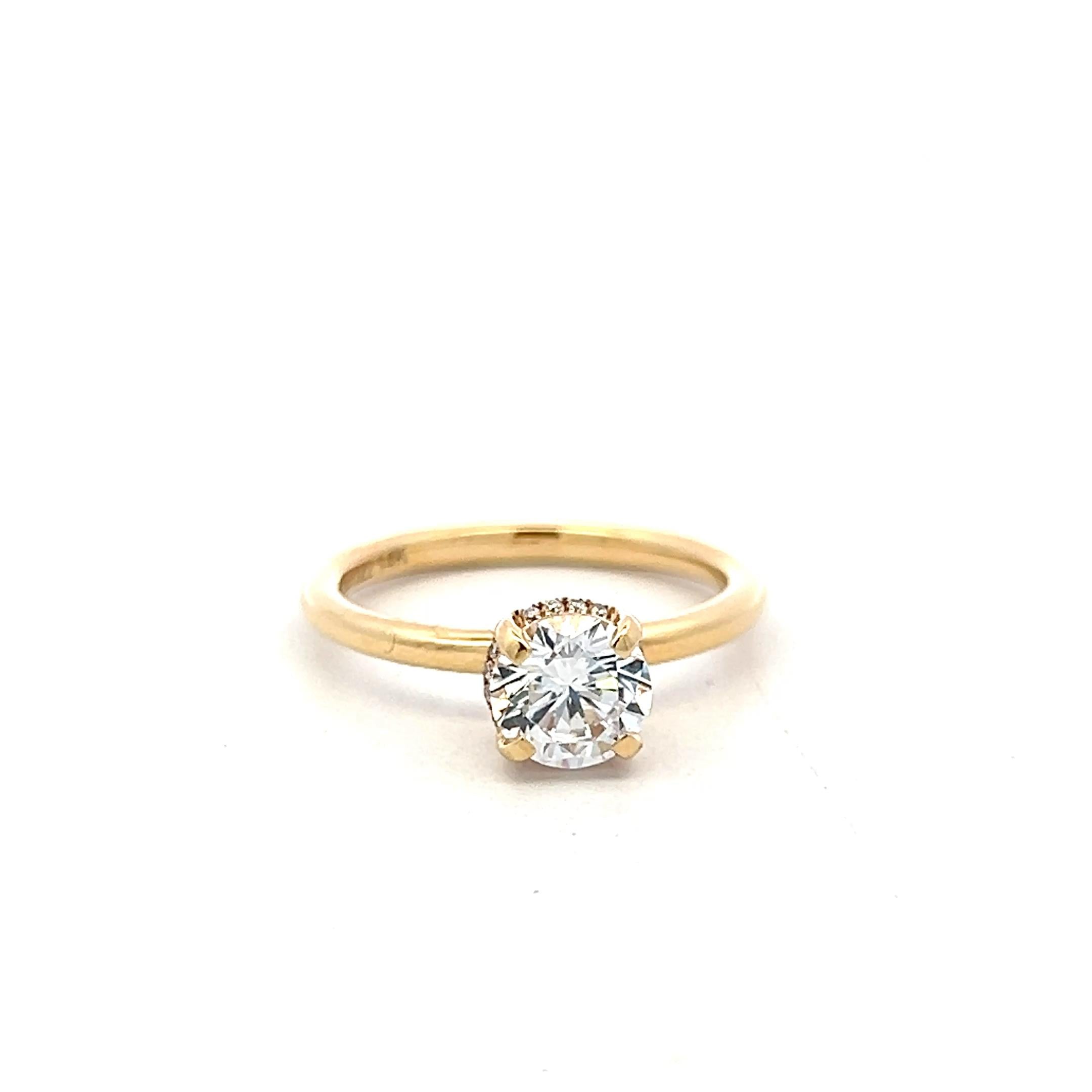 14K Yellow Gold Engagement Ring with 1ct Lab-Grown and 0.06ct Round Diamonds