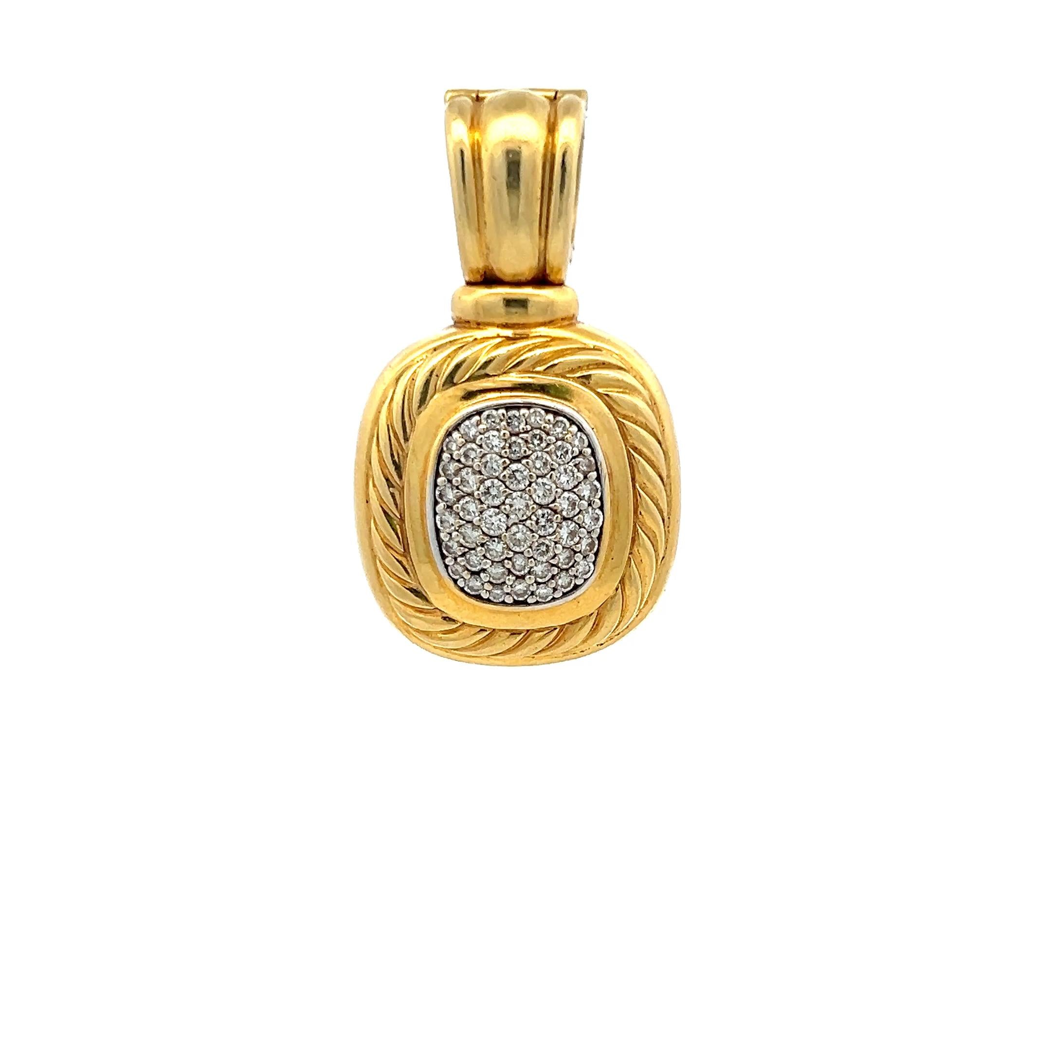 David Yurman 18K Yellow Gold Pendant with 1 Carat Round G VS Diamonds