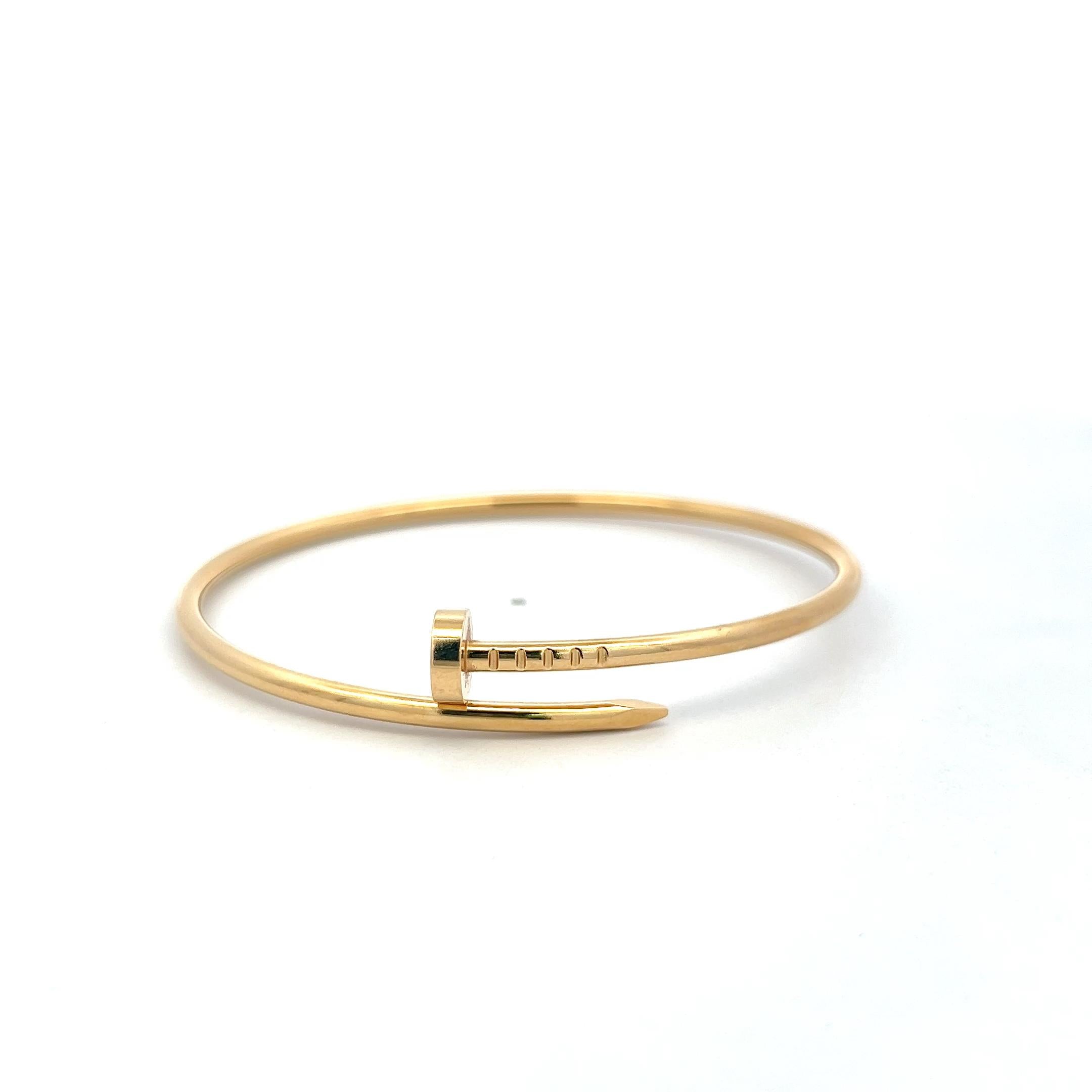 Cartier Vintage 18K Yellow Gold Juste Un Clou Bracelet Size 17 with Certificate