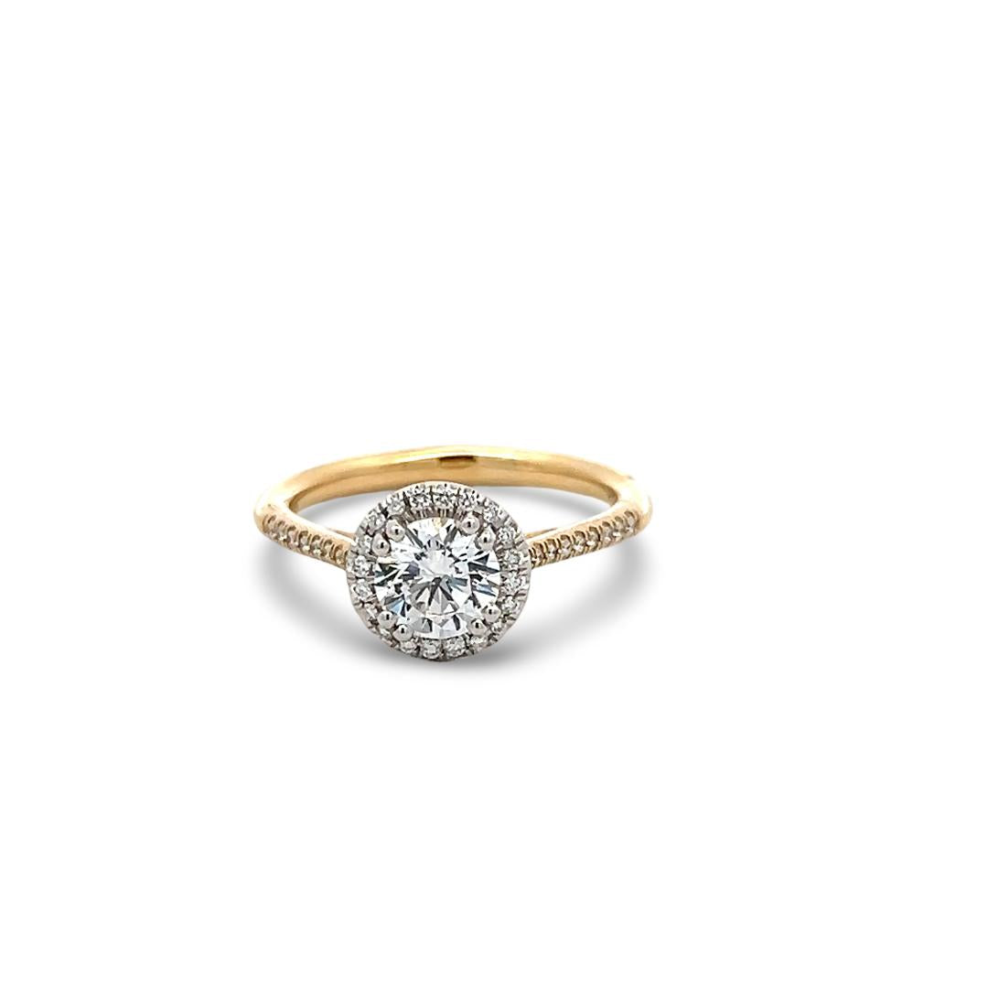 14K Yellow Gold Engagement Ring with 1ct Lab-Grown and 0.15ct Natural Diamonds