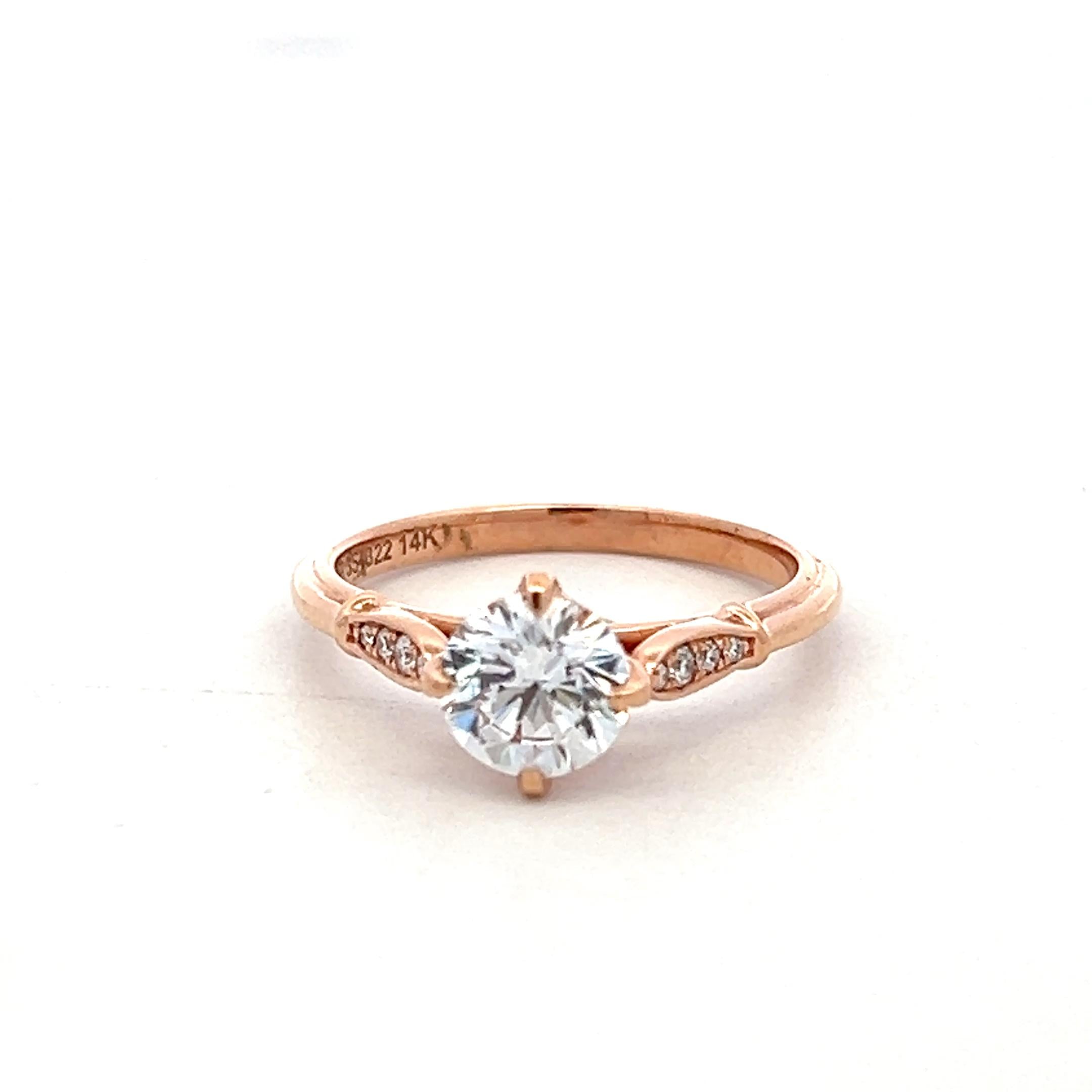 14K Rose Gold Engagement Ring with 1ct Lab-Grown and 0.07ct Natural Diamonds