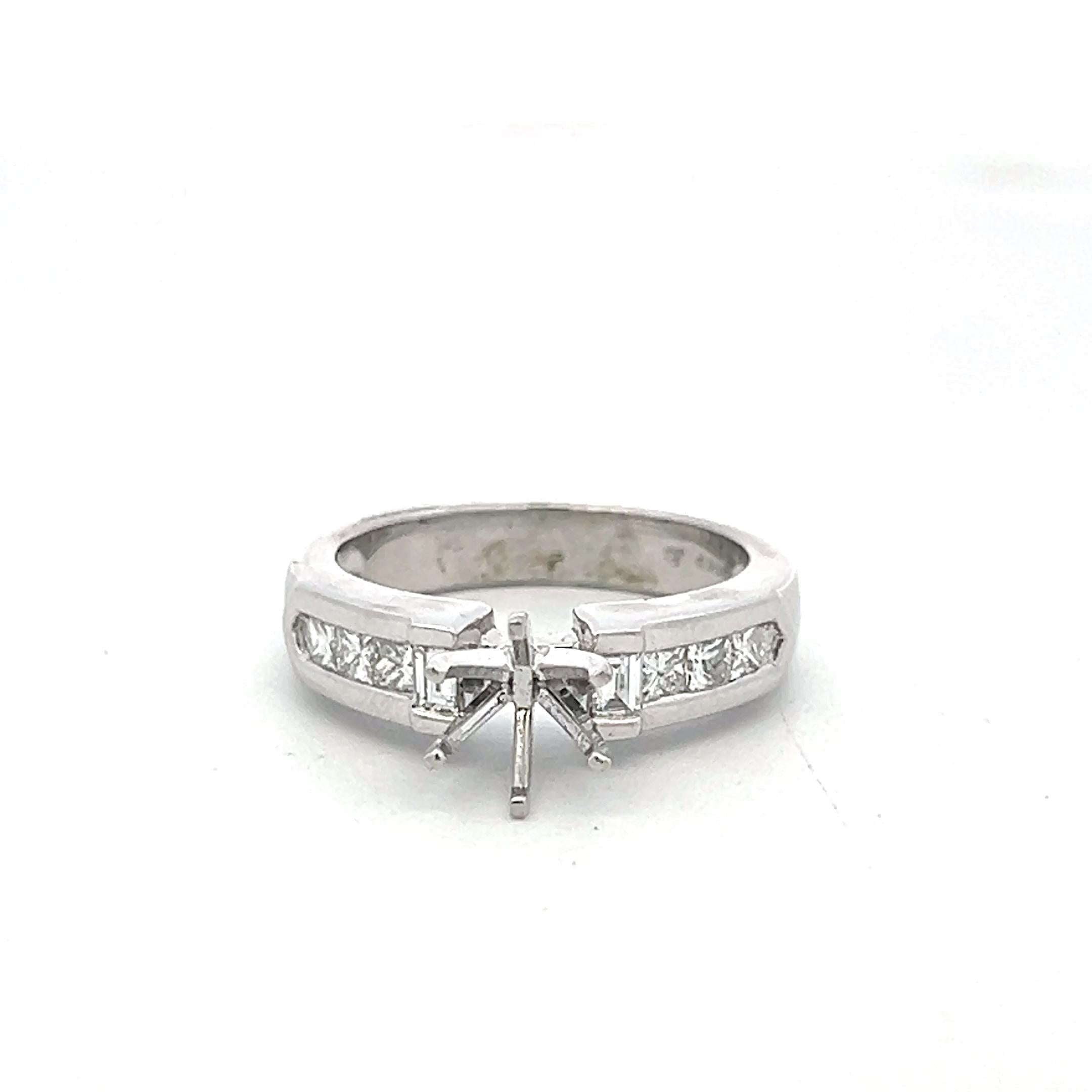 Vintage 14K White Gold Semi Mount Ring with 0.51 Carat G VS Diamonds Size 7