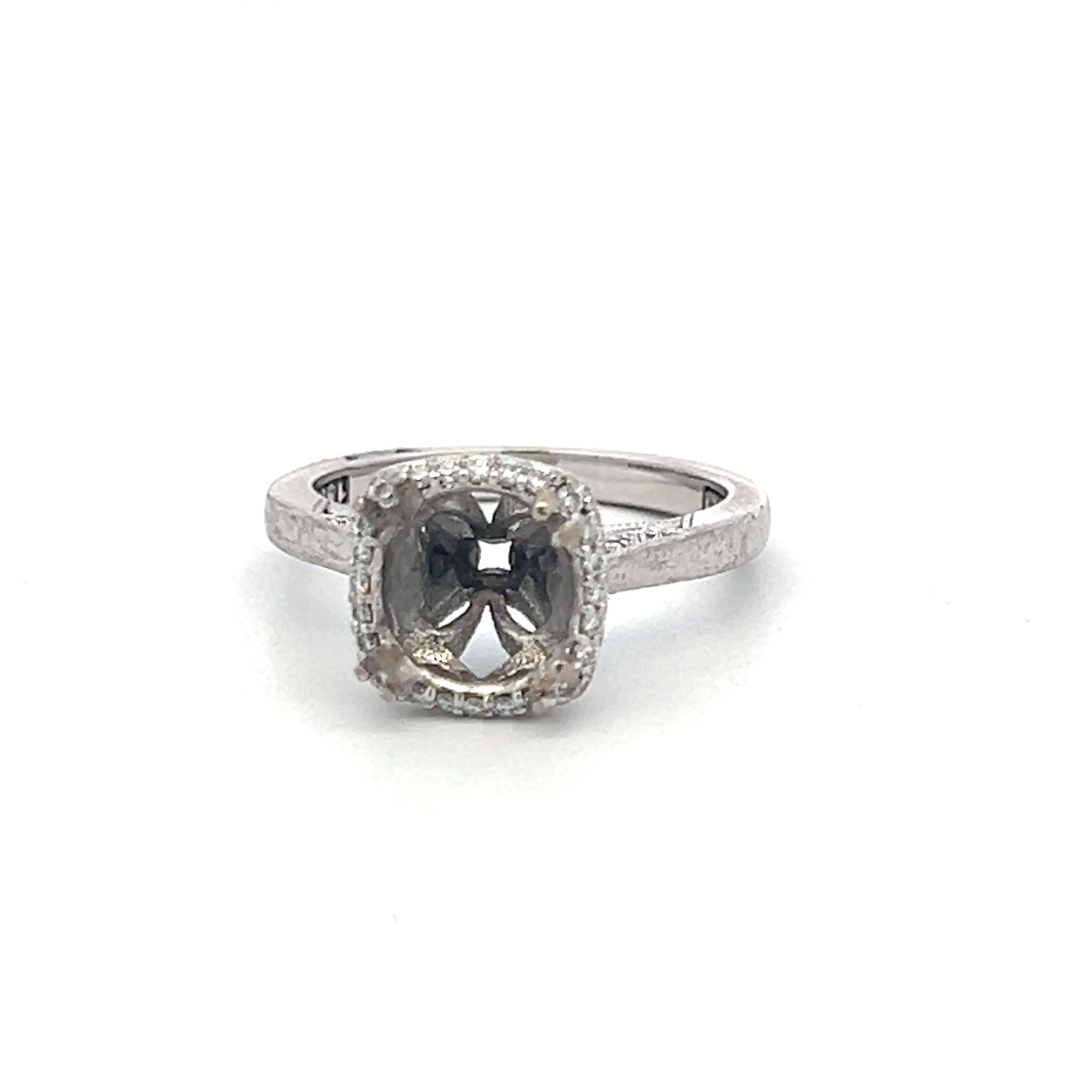 Tacori 18K White Gold Semi Mount Ring 0.14ct Round Diamonds Fits 8.12x8.08 MM