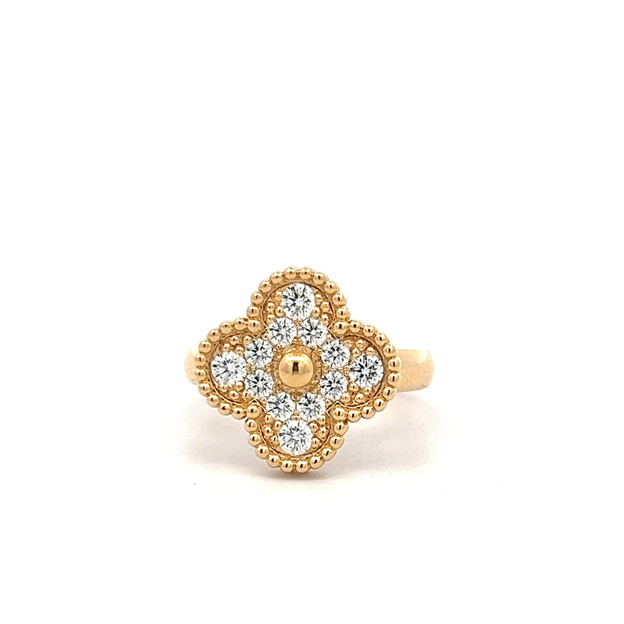 Van Cleef & Arpels 18K White Gold Cocktail Ring 0.48ct Round F VS Diamond Size 4