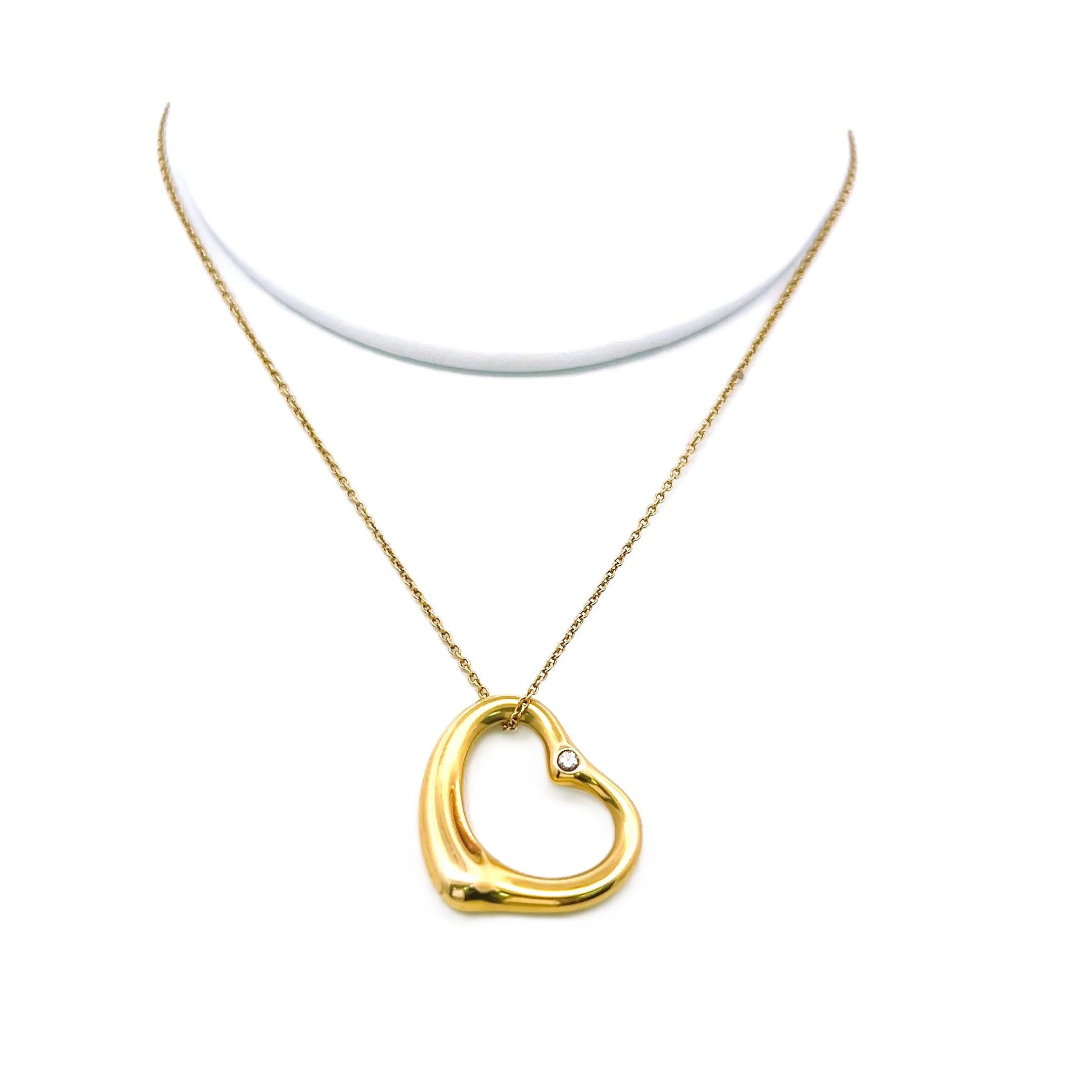 Tiffany & Co Elsa Peretti 18K Yellow Gold Pendant Necklace 0.06 Carat Diamond
