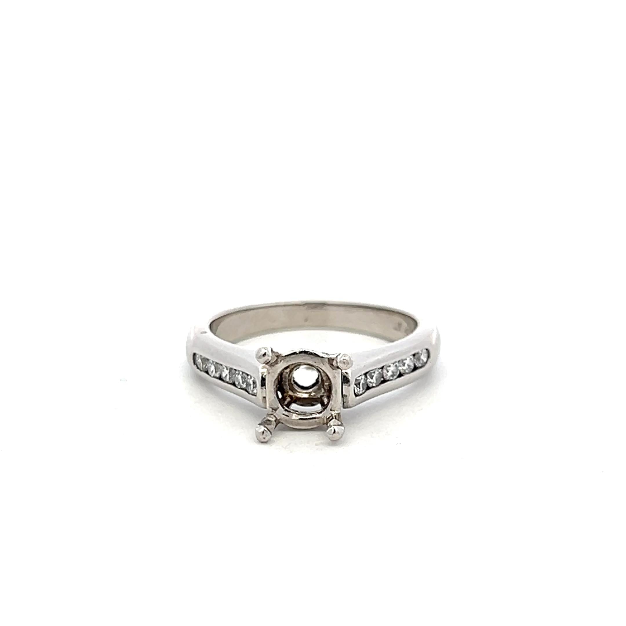 Platinum Semi Mount Ring with 0.21 Carat Round H VS Diamonds Fits 7.00mm 1.25ct
