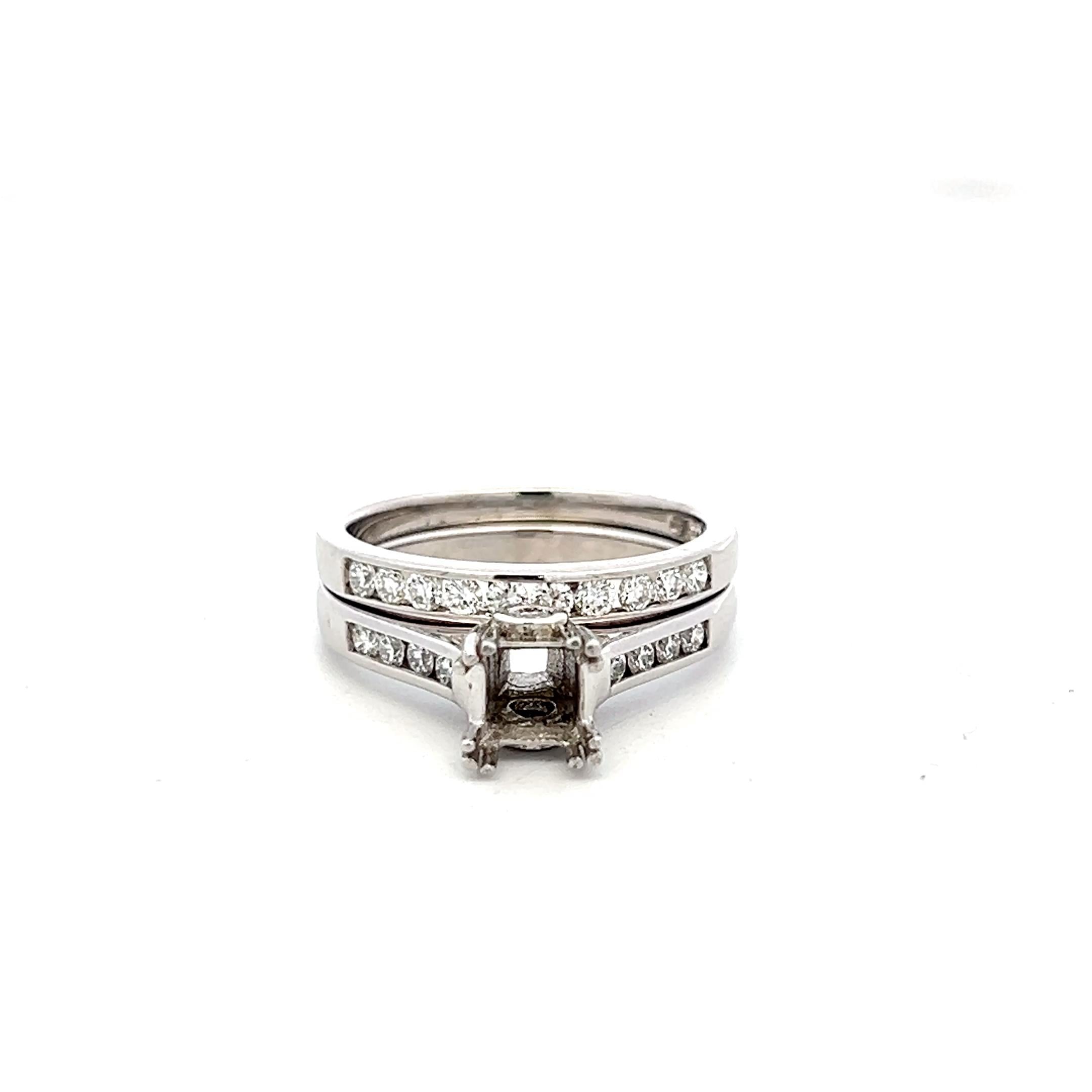 14K White Gold Semi Mount Ring with 0.52ct Round G VS Diamonds Fits 4.3x4.3mm