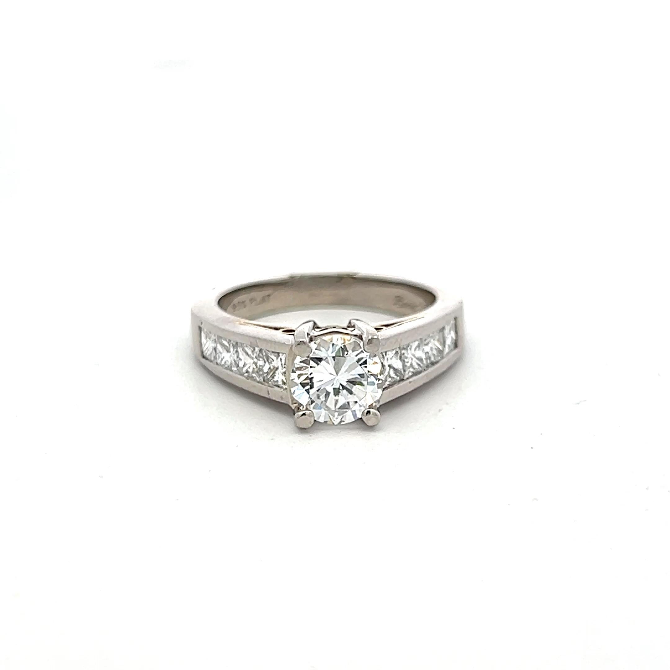 18K WG Engagement Ring 1ct Round E VS Lab-Grown & 1ct Natural Princess Diamonds