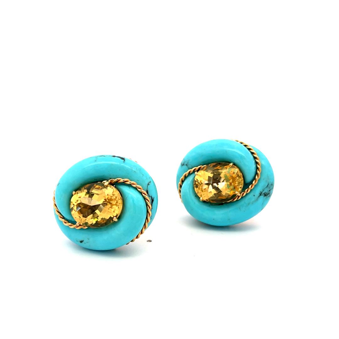 Valentin Magro 18K Yellow Gold Clip-On Earrings with 15.x11.9 MM Citrine