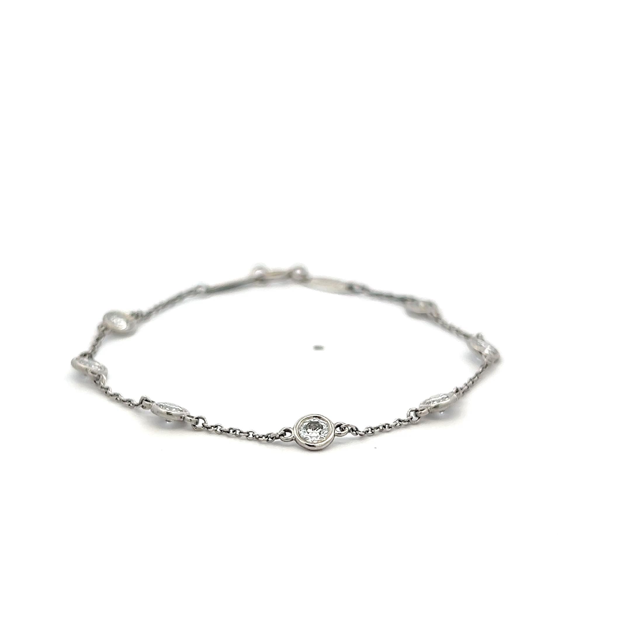 Tiffany & Co Platinum Link Bracelet with 1.26 Carat Round F-VS Diamonds