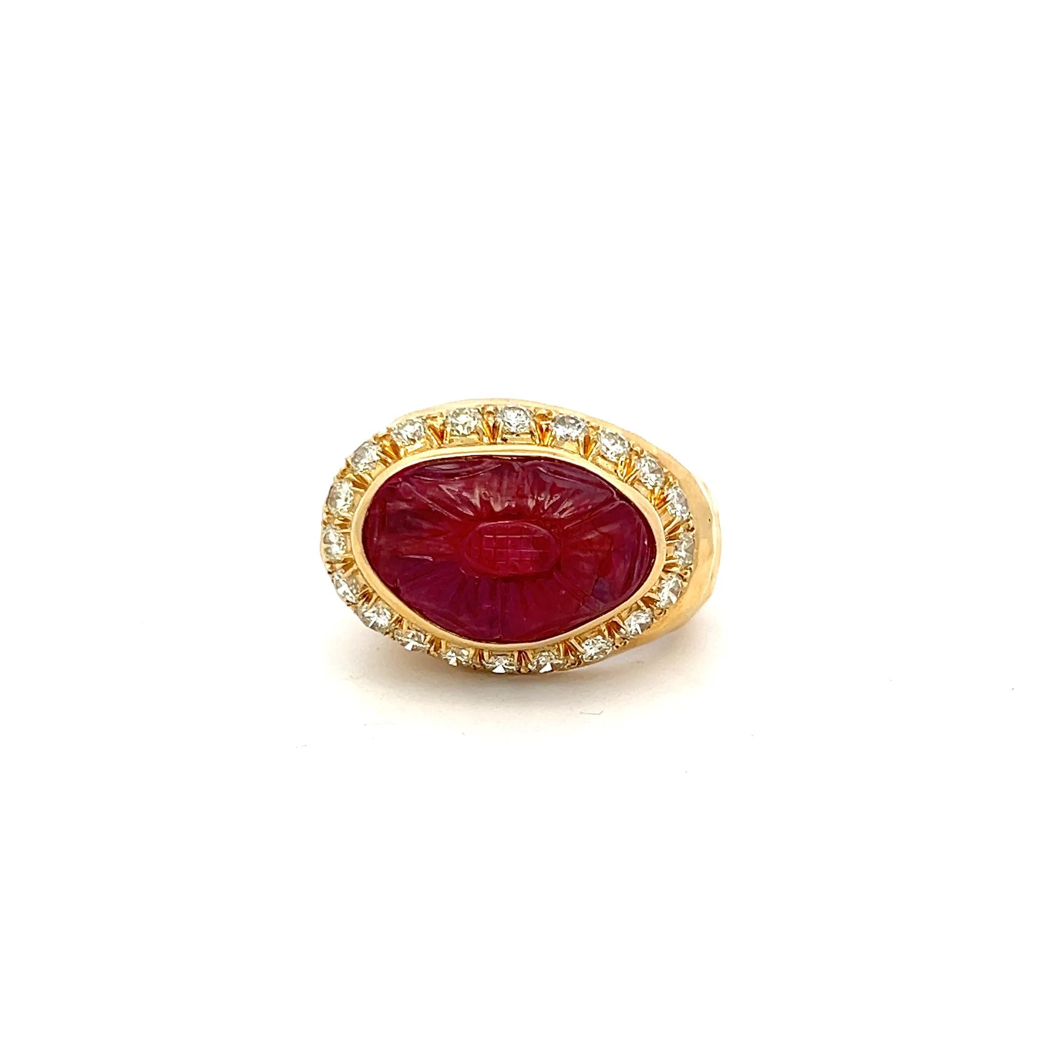 18K YG Cocktail Ring with 1ct Round Diamonds 11.4-17.1mm Tourmaline Size 6.25