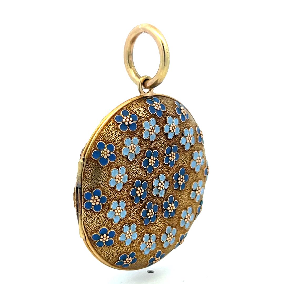 Vintage 18 Karat Yellow Gold Floral Pendant Lock Box 29.2 Grams