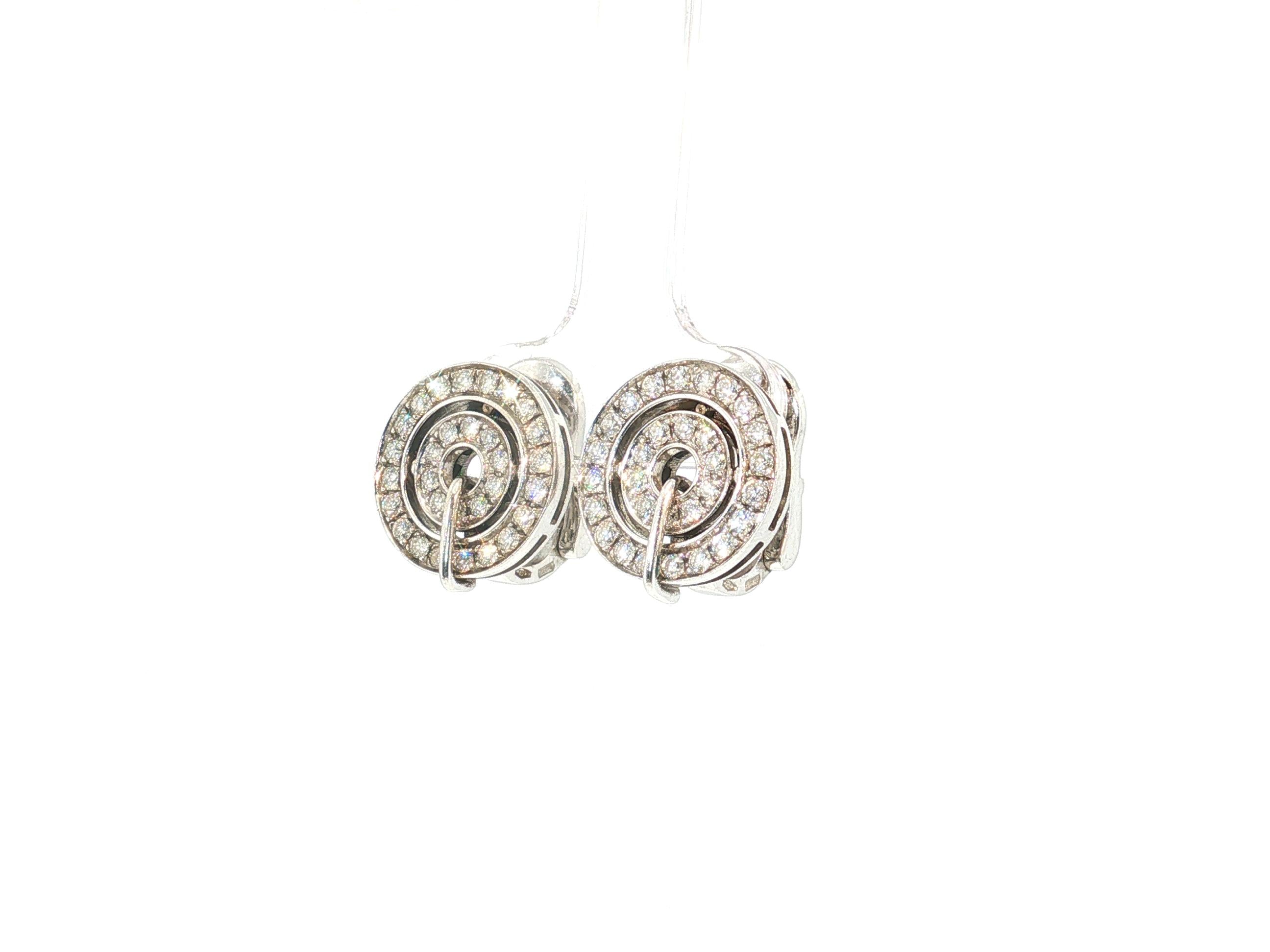 Bvlgari 18K White Gold Clip-On Earrings with 0.9 Carat Round G VS Diamonds