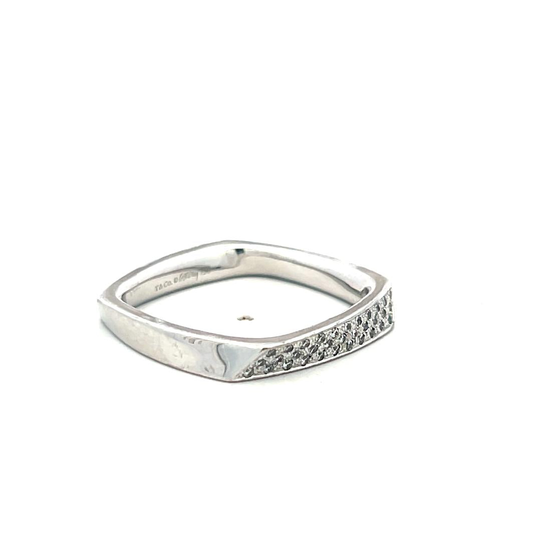 Tiffany & Co Frank Gehry 18K White Gold Band Ring with 0.22ct Diamonds Size 8.75