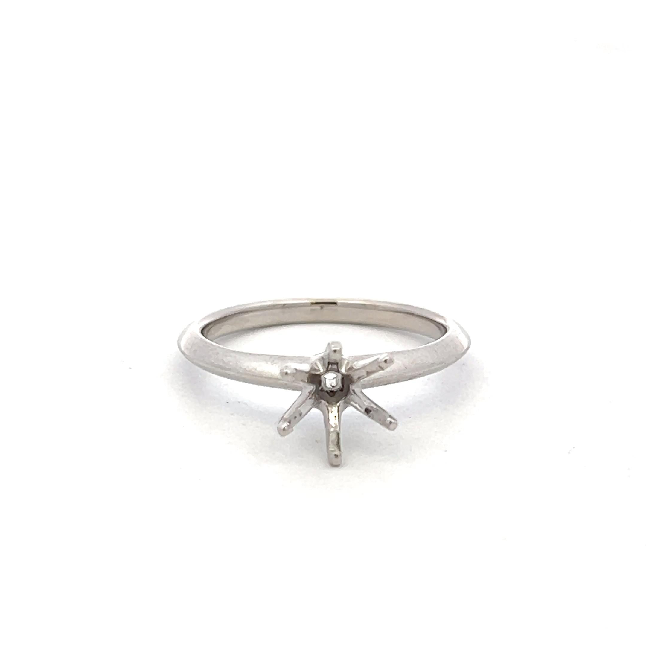 Tiffany & Co Platinum Semi Mount Ring Fits 6mm Stone Size 6