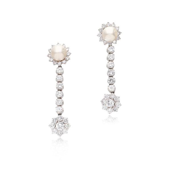 7.00 Carat Round Brilliant G VS1 Diamond 14 Karat White Gold Dangling Earring