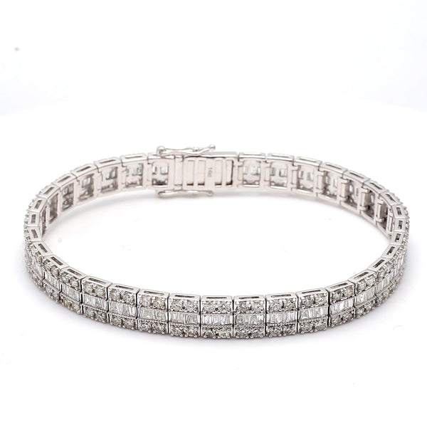 7.00 Carat Round Brilliant J VS2 Diamond 14 Karat White Gold Tennis Bracelet