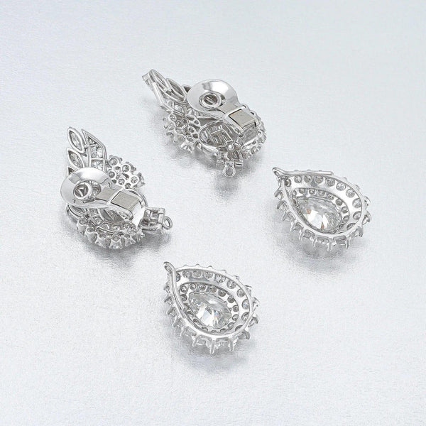 7.28 Carat G VS2 and Pear Shape H VS2 Diamond Platinum Clip On Earring