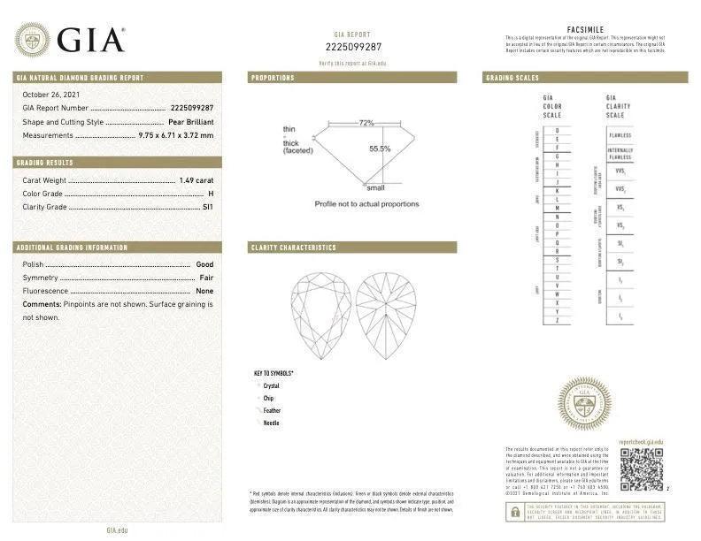 7.28 Carat G VS2 and Pear Shape H VS2 Diamond Platinum Clip On Earring