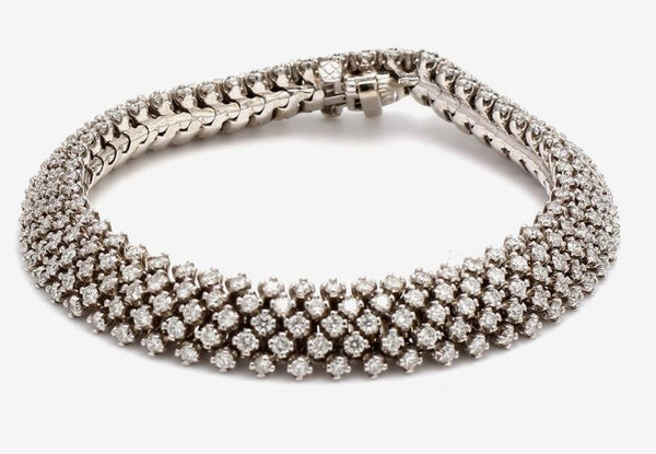 7.89 Carat Diamond 14 Karat White Gold Gemstone Bracelet