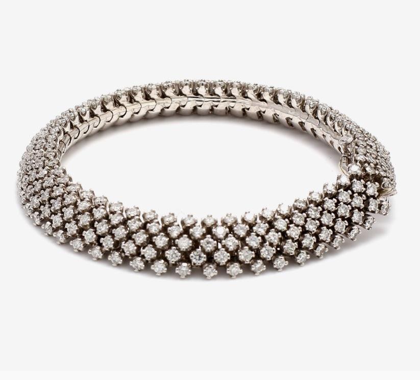 7.89 Carat Diamond 14 Karat White Gold Gemstone Bracelet