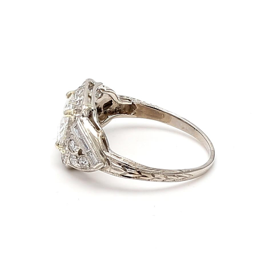 1.86 Carat Circular Brilliant Cut G-I2 Diamond Platinum Art Deco Ring