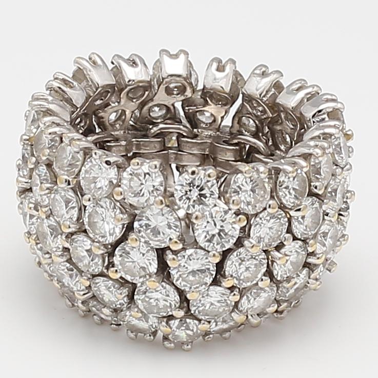 Vintage Platinum Eternity Band Ring with 9.75 Carat Round G VS1 Diamonds